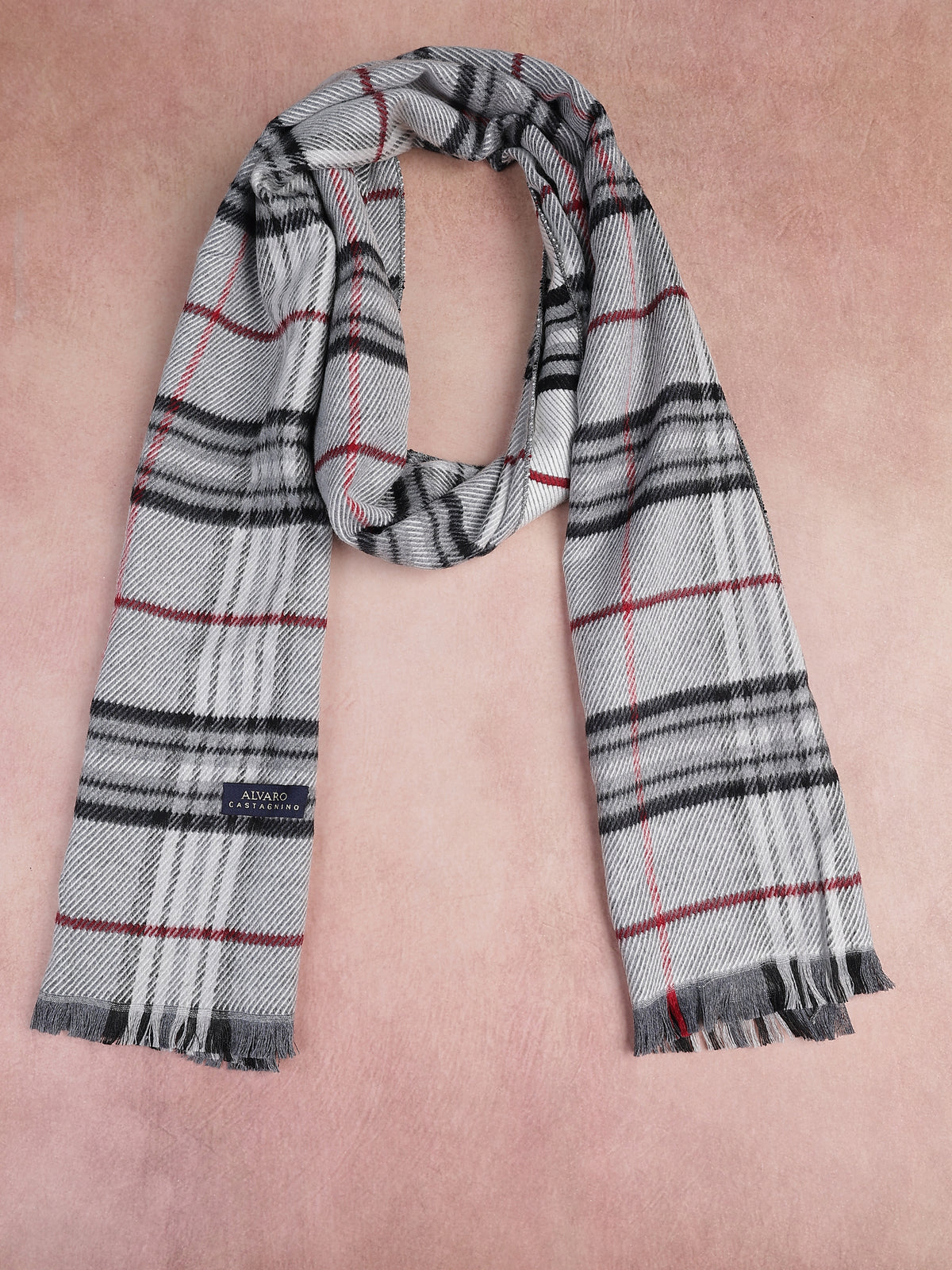 Grey & Red Checked Muffler