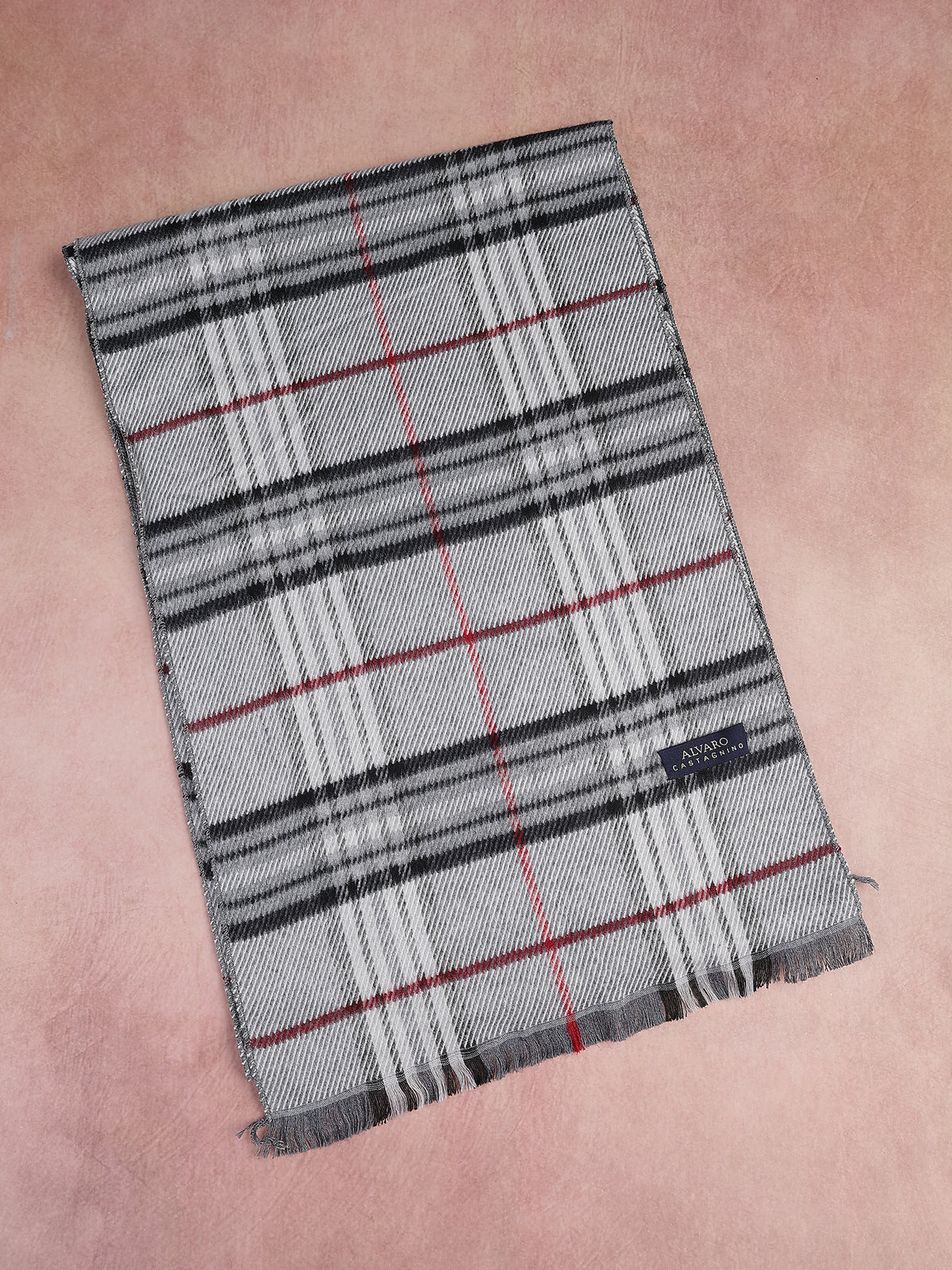 Grey & Red Checked Muffler