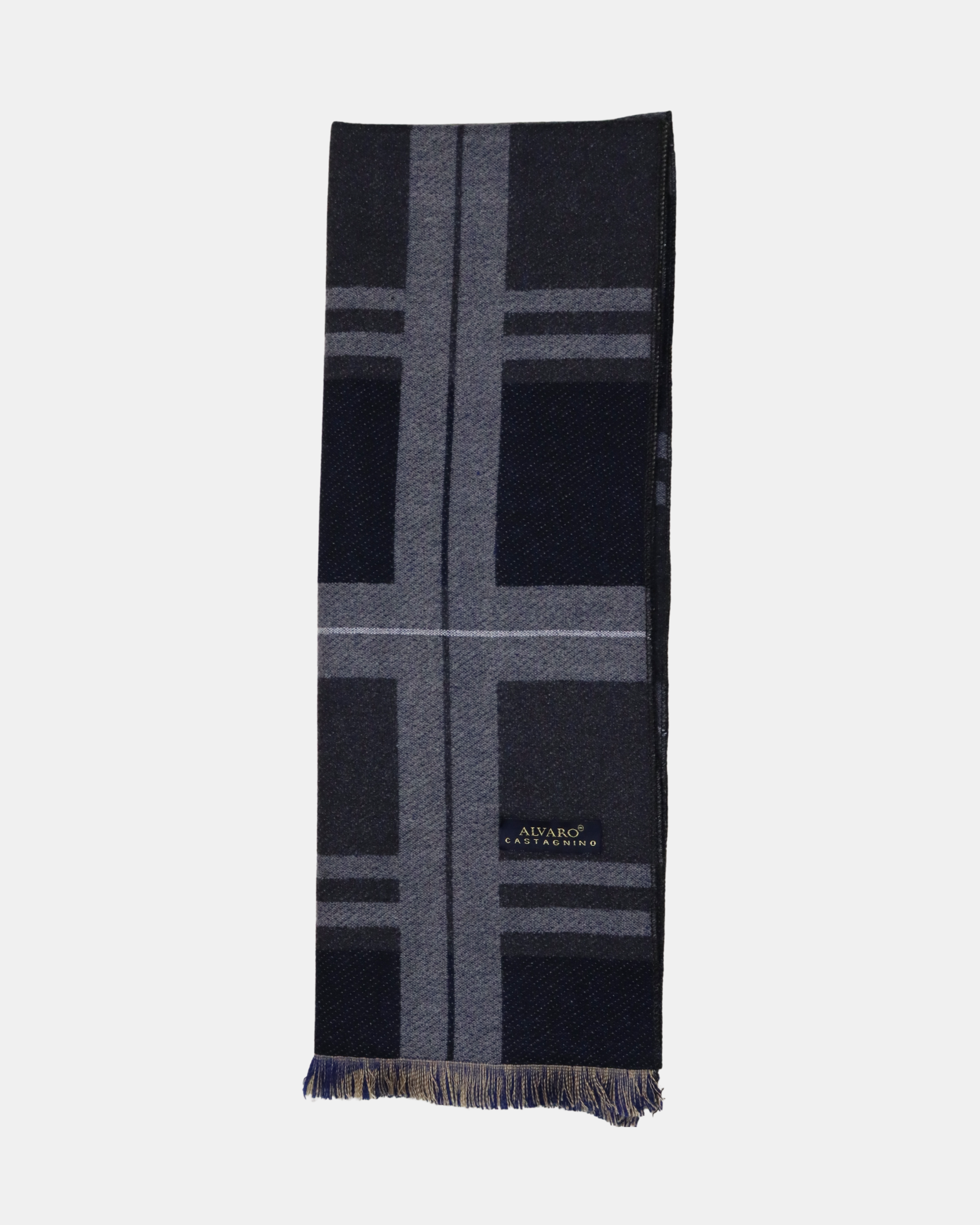 Navy Blue & Grey Checked Muffler