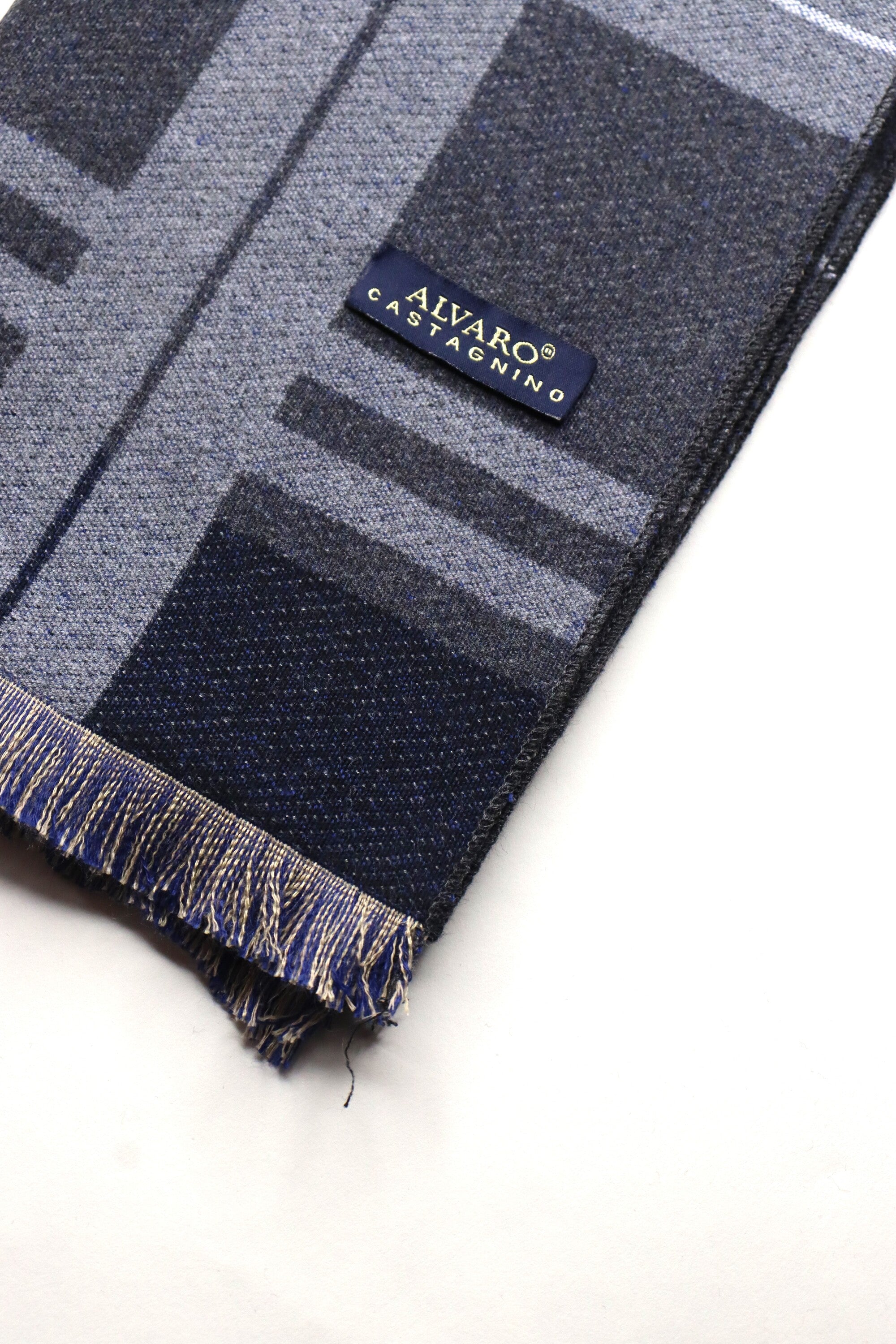 Navy Blue & Grey Checked Muffler