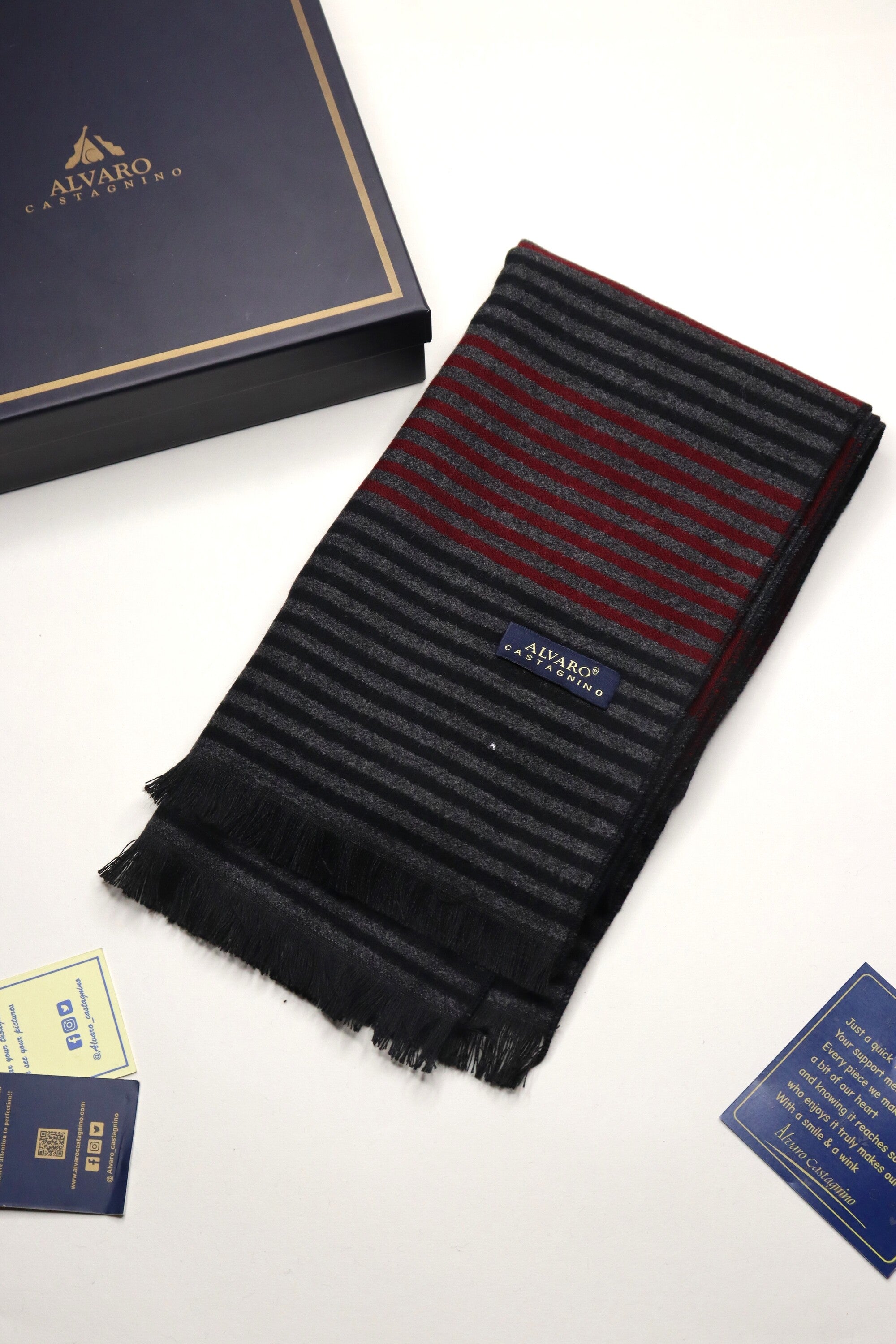 Maroon & Black Striped Muffler