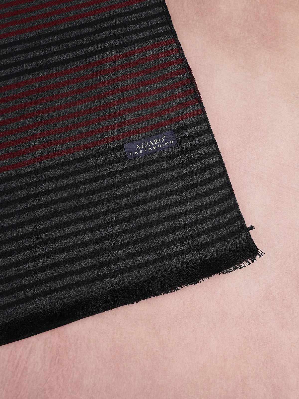 Charcoal Gray & Burgundy Multi-Stripe Winter Muffler