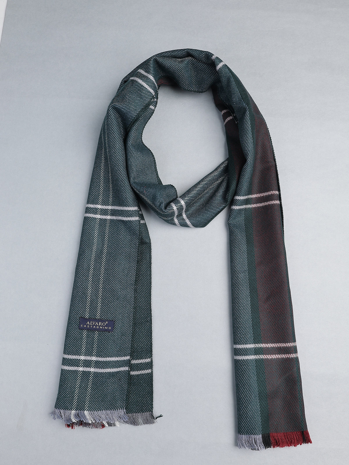 Forest Green & Burgundy Plaid Twill Winter Muffler
