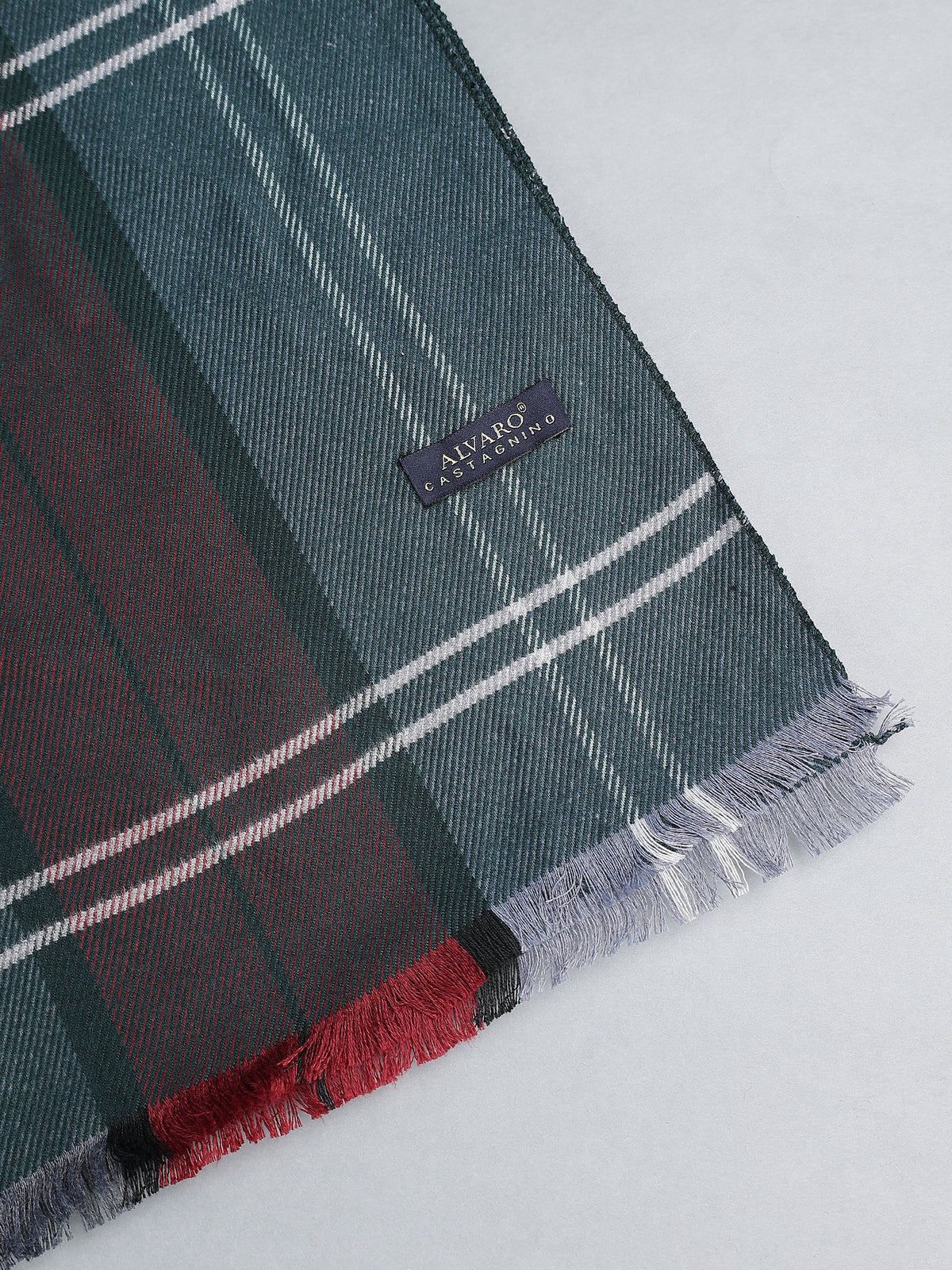 Forest Green & Burgundy Plaid Twill Winter Muffler
