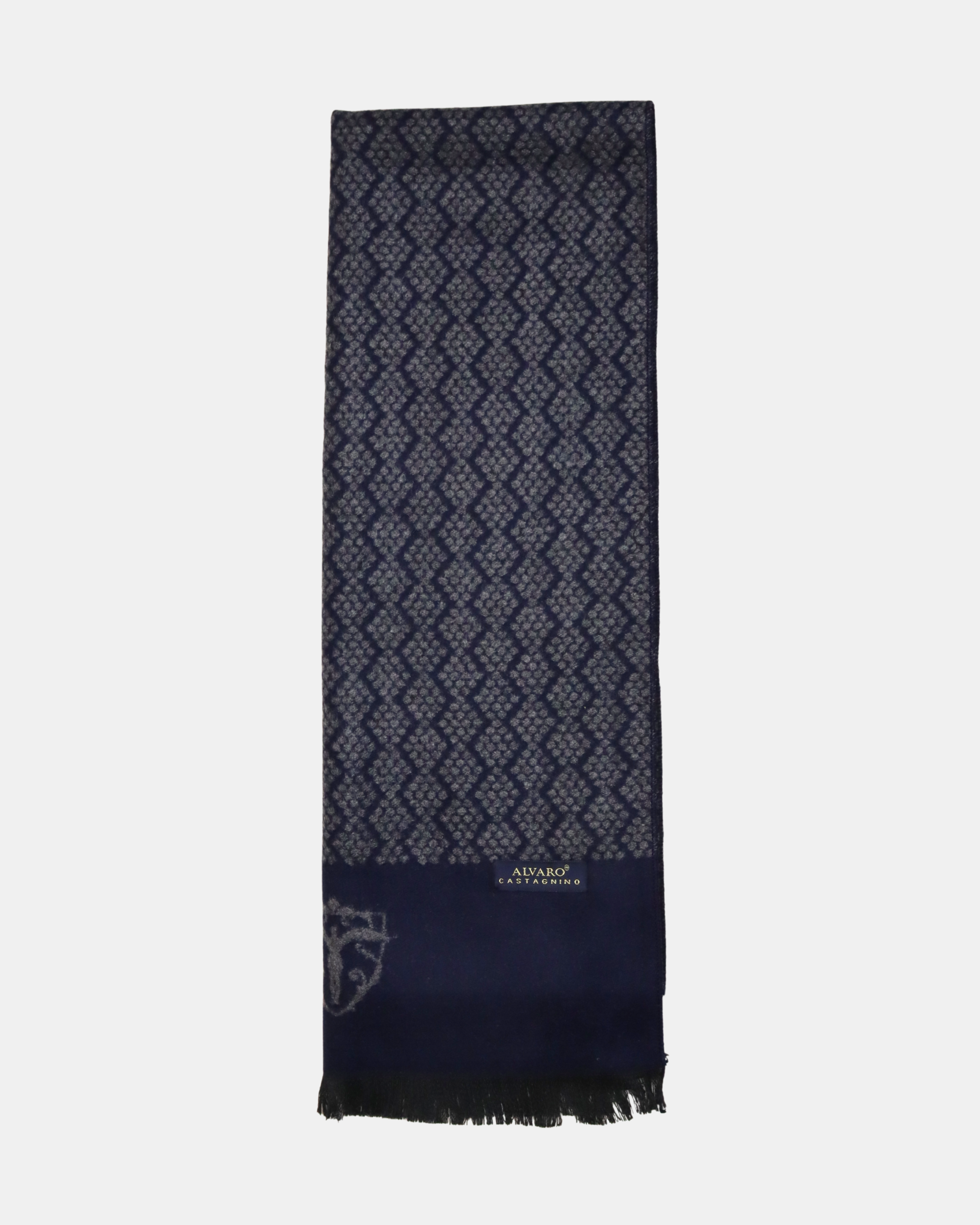 Navy Blue & Grey Patterned Muffler