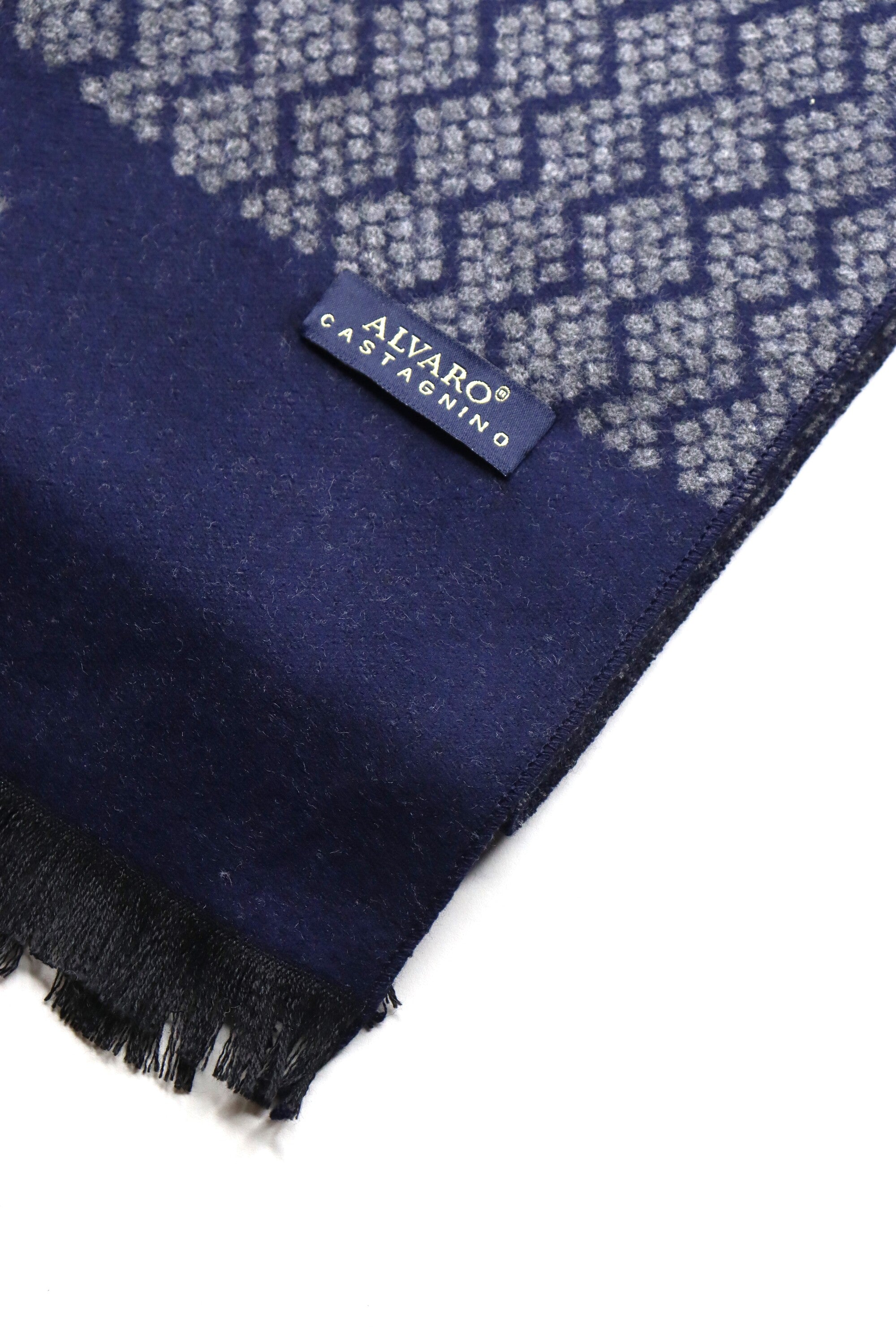 Navy Blue & Grey Patterned Muffler