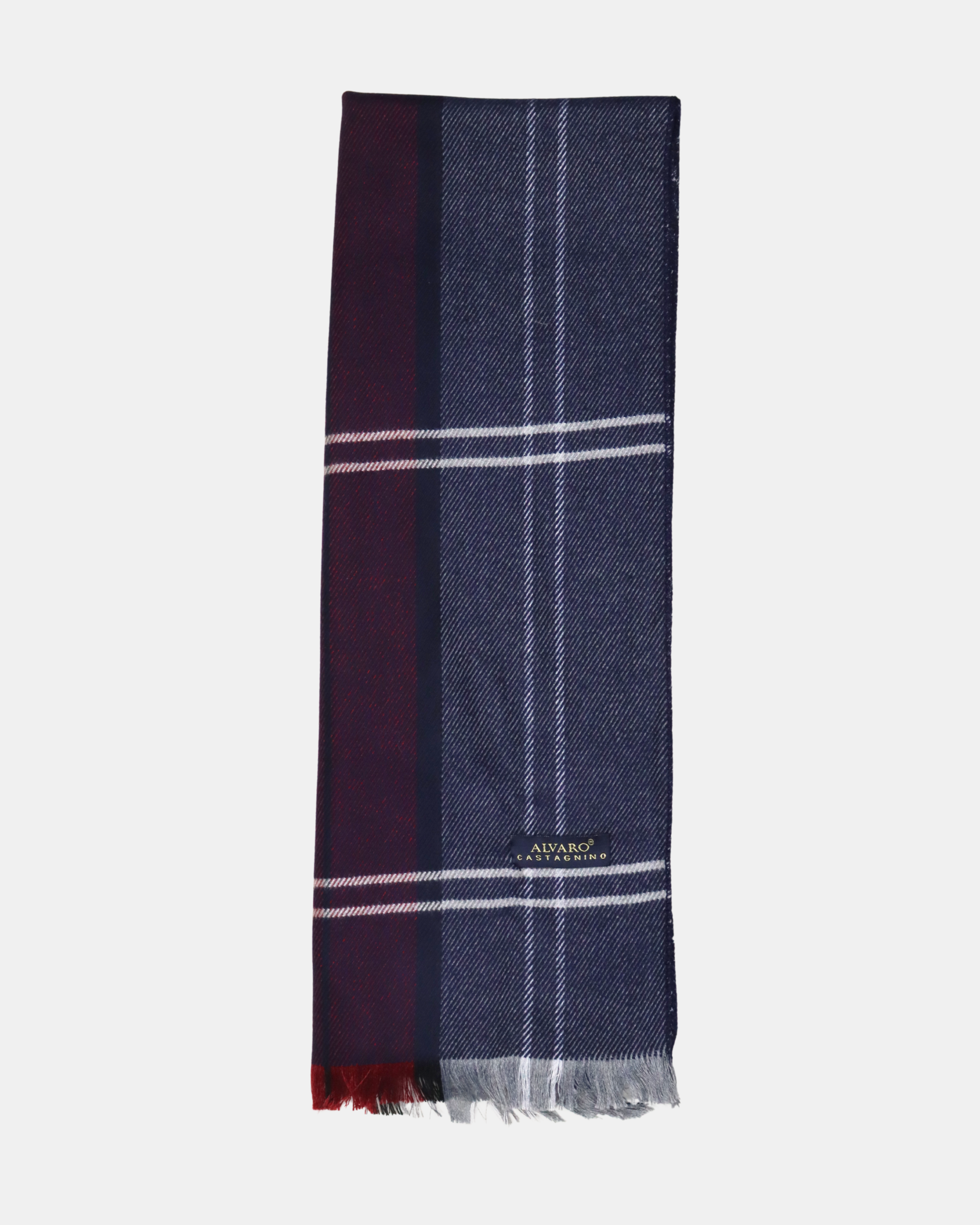 Navy Blue & Maroon Checked Muffler