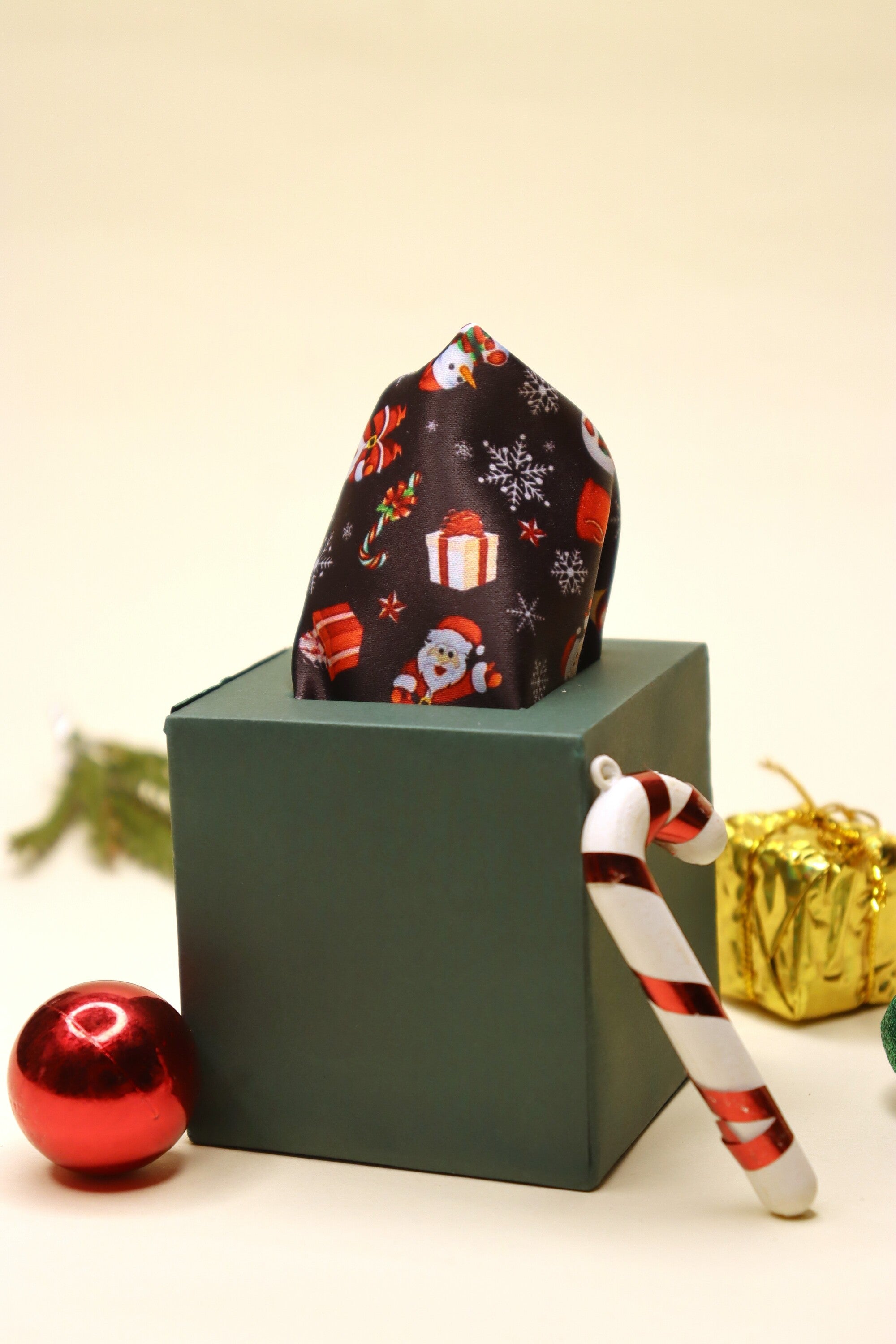 Santa Deep Black & Maroon Pocket Square