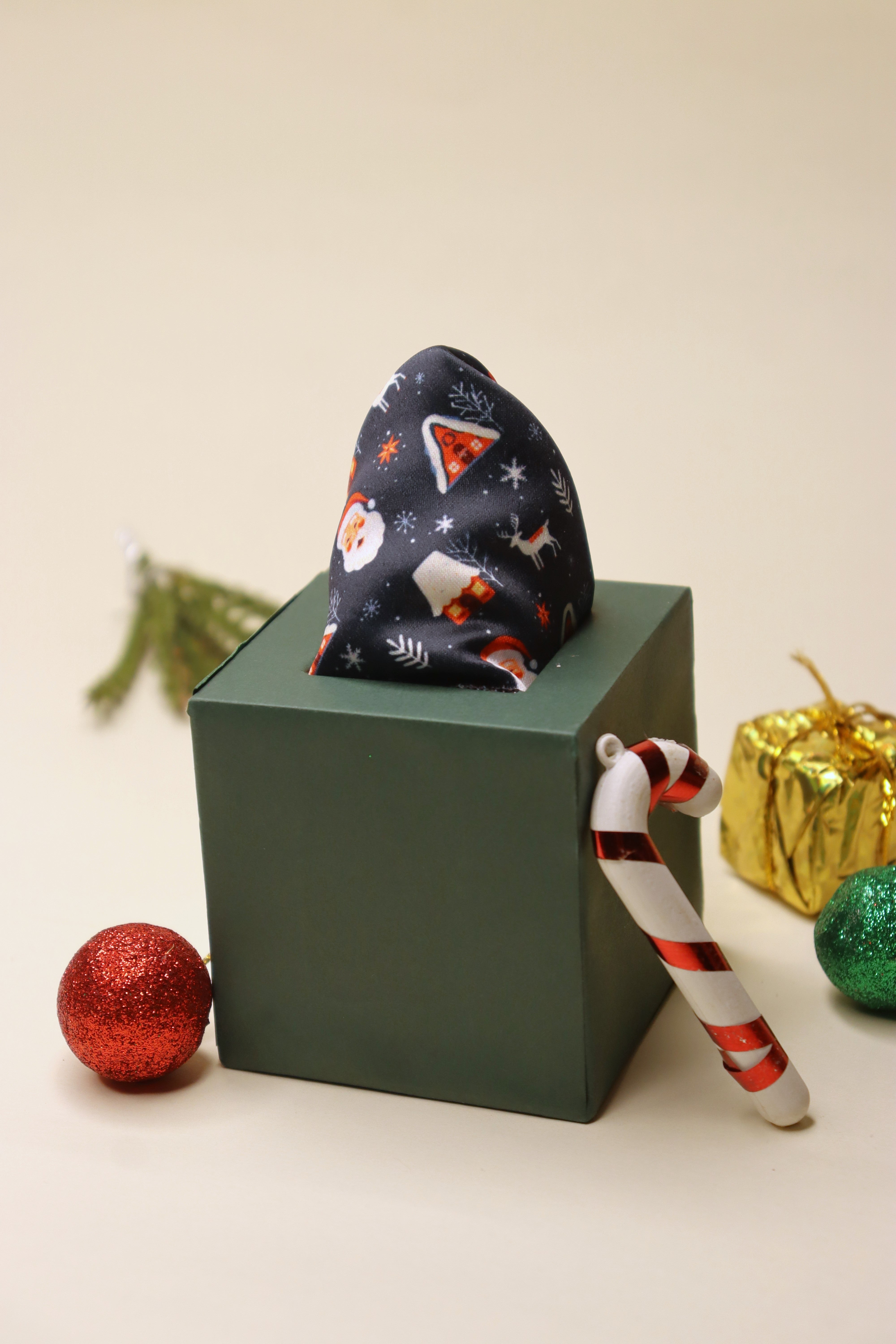 Santa Dark Blue Pocket Square