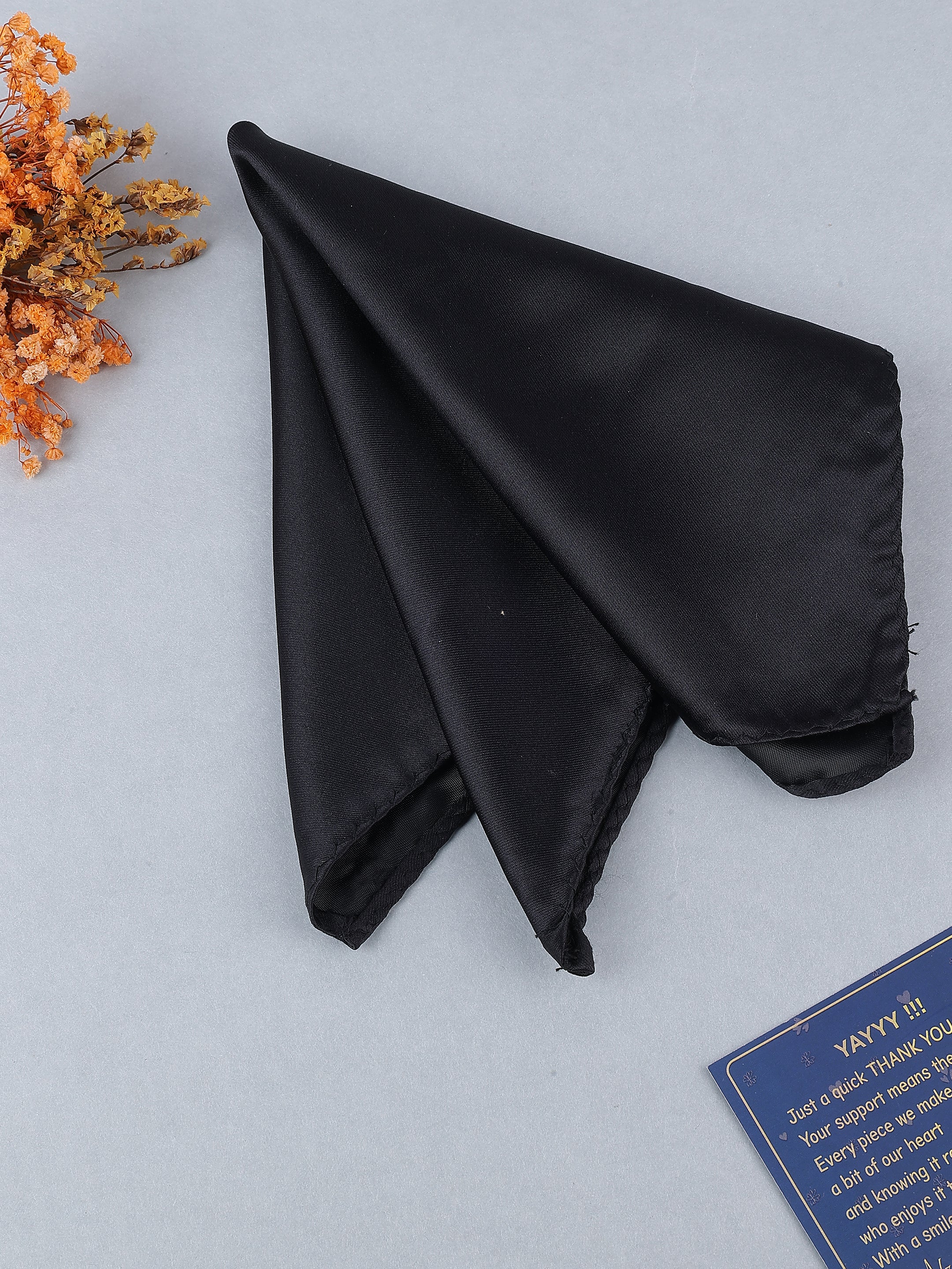 Black Solid Pocket Square