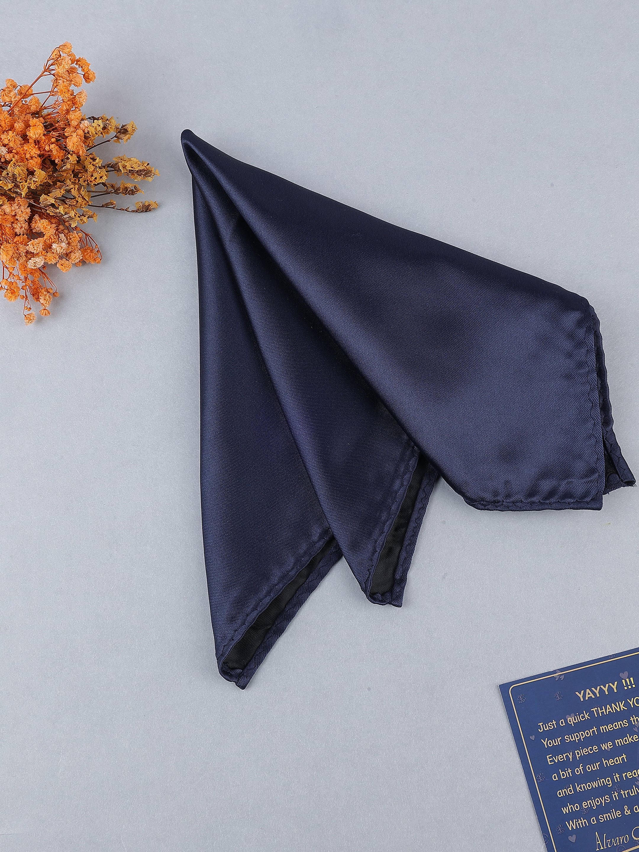 Navy Blue Solid Pocket Square