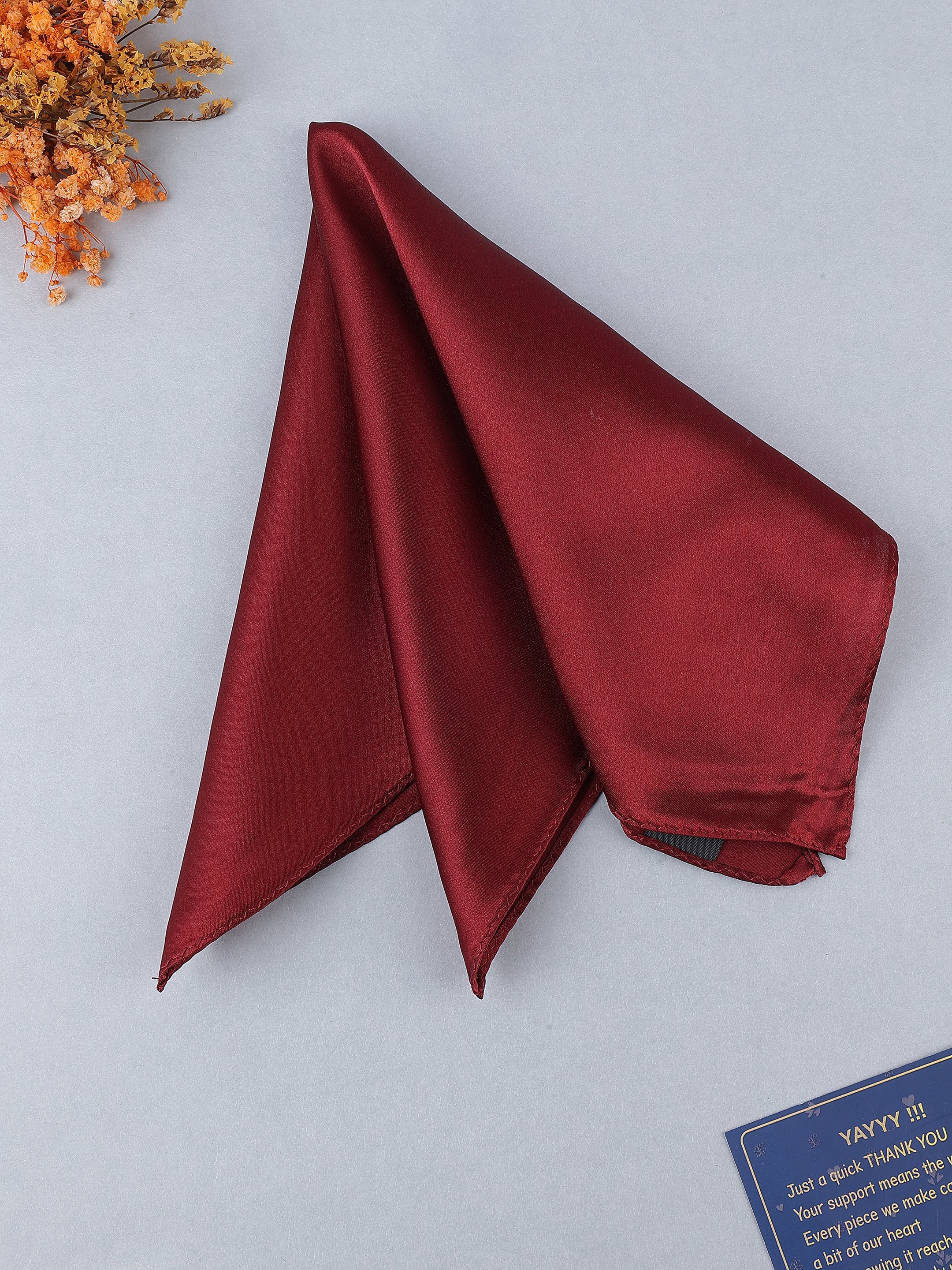 Solid Silk Maroon Pocket Square