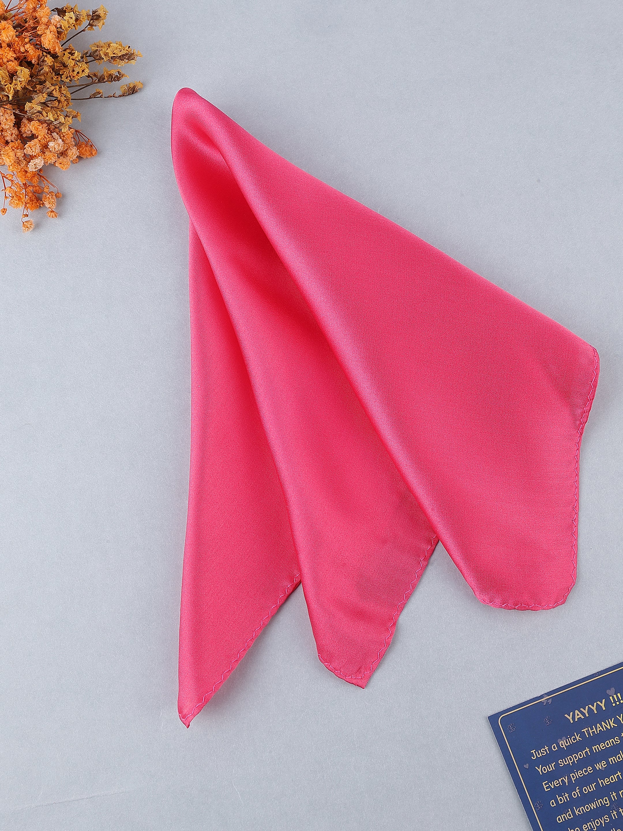 Pink Solid Silk Pocket Square