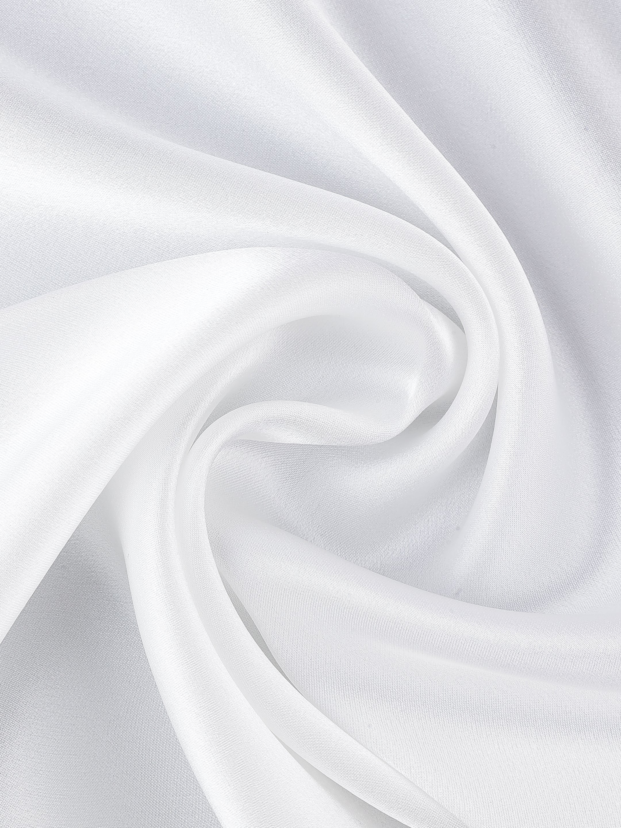 White Solid Silk Pocket Square