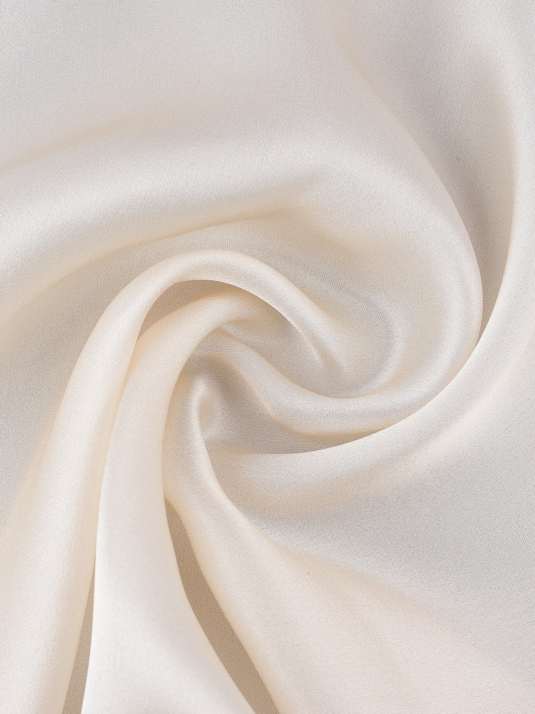 Cream Solid Silk Pocket Square
