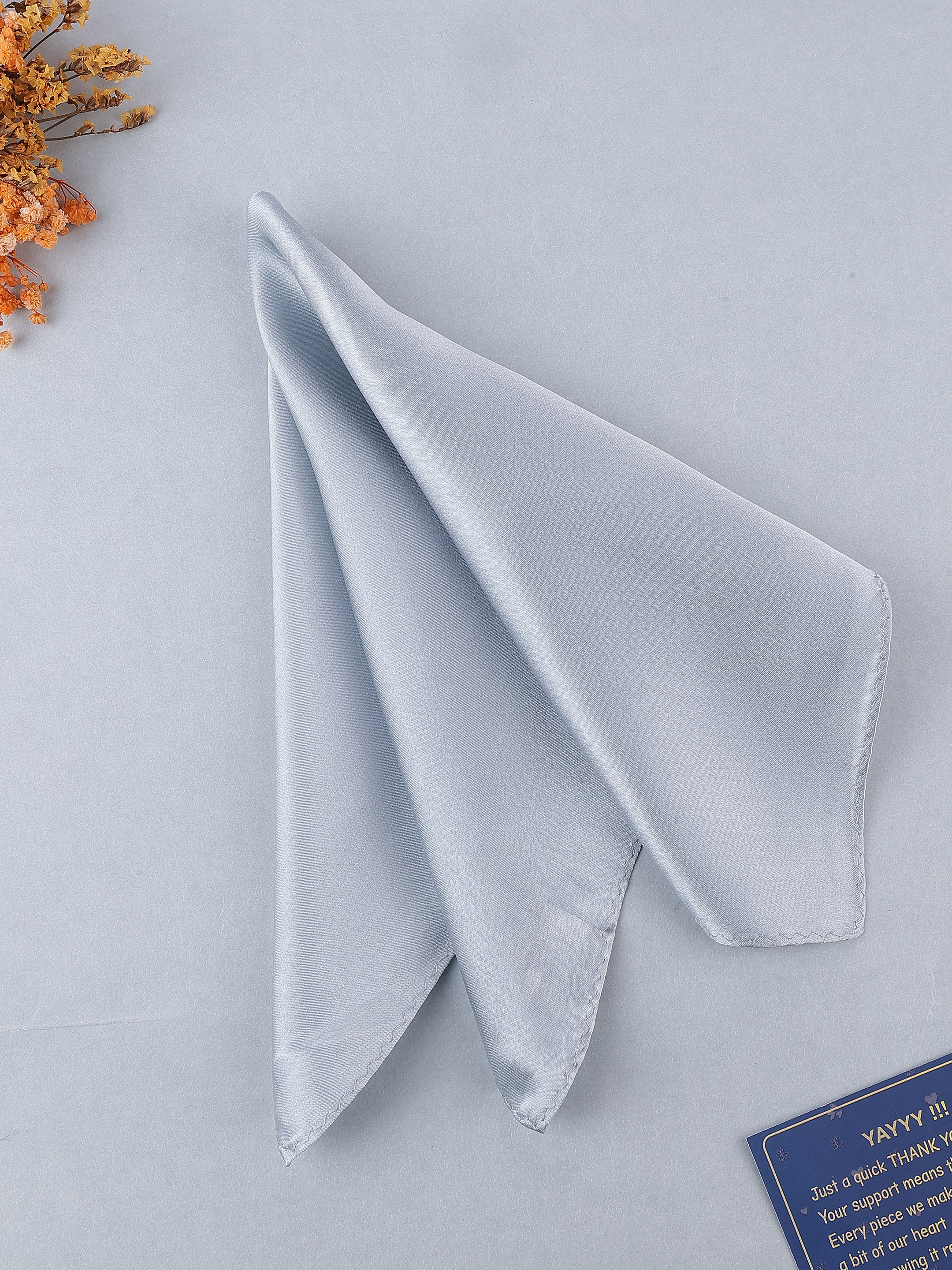 Silver Solid Silk Pocket Square