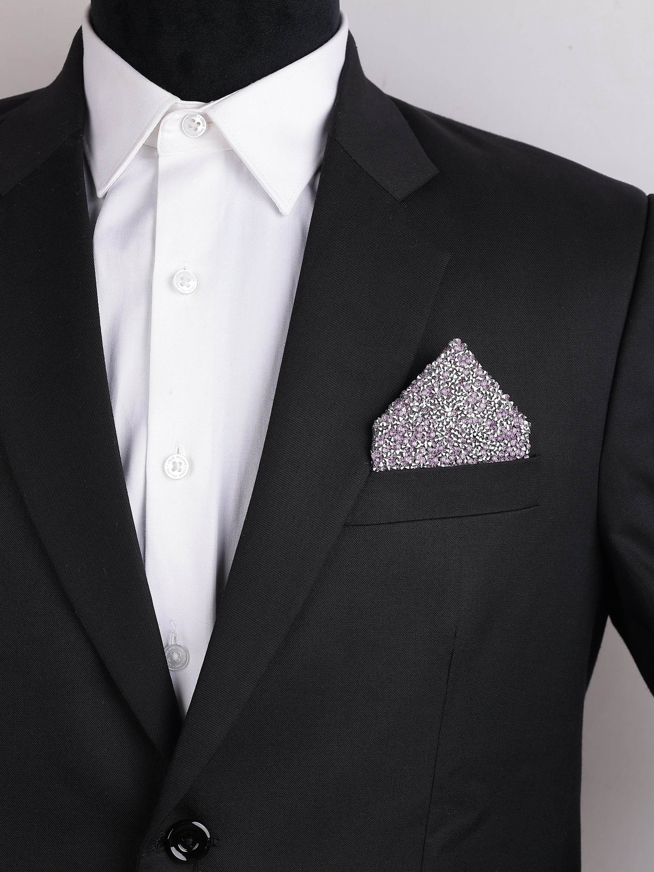 Black & Lilac Crystal Envelope Pocket Square