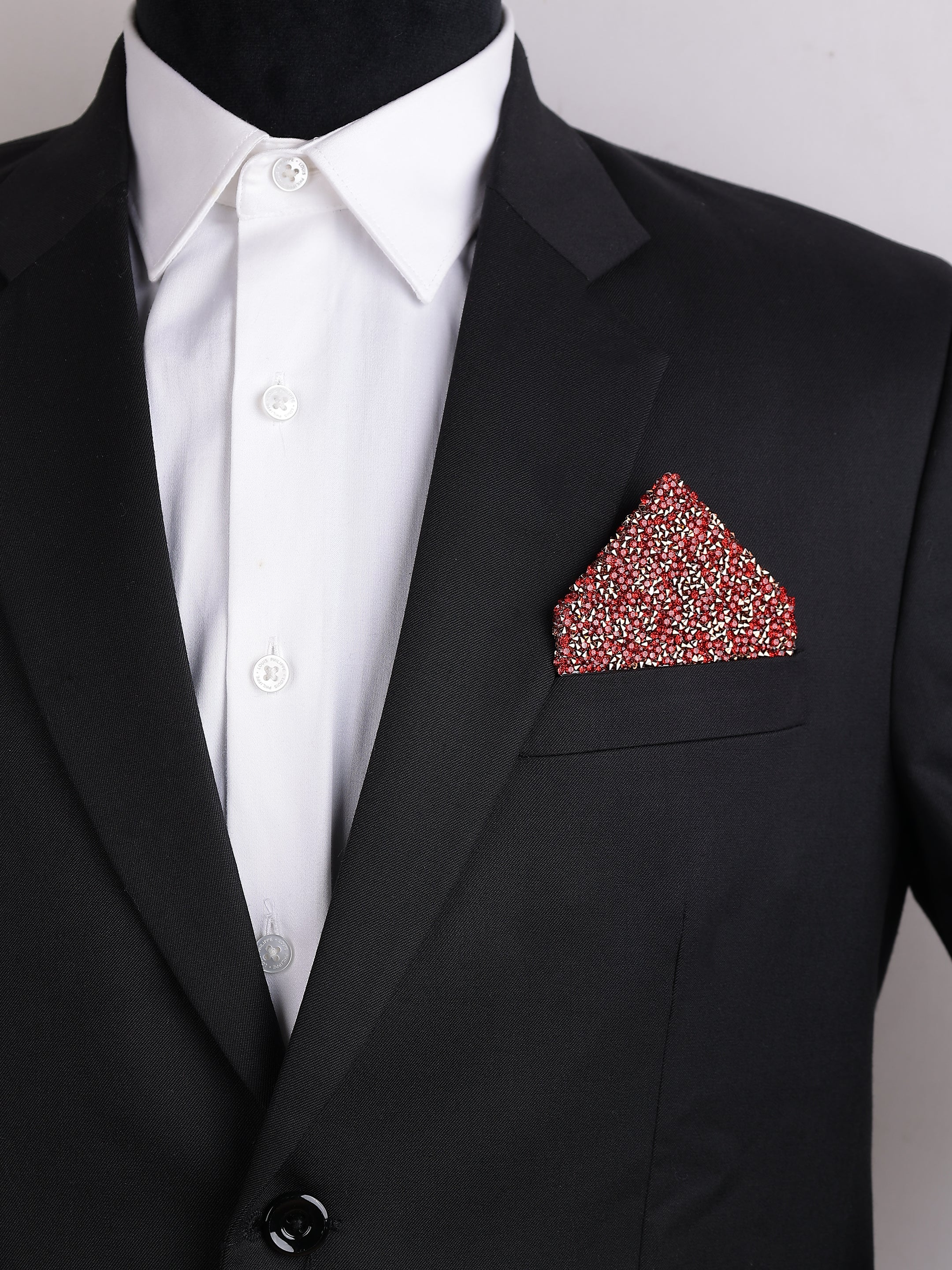 Black & Red Crystal Envelope Pocket Square