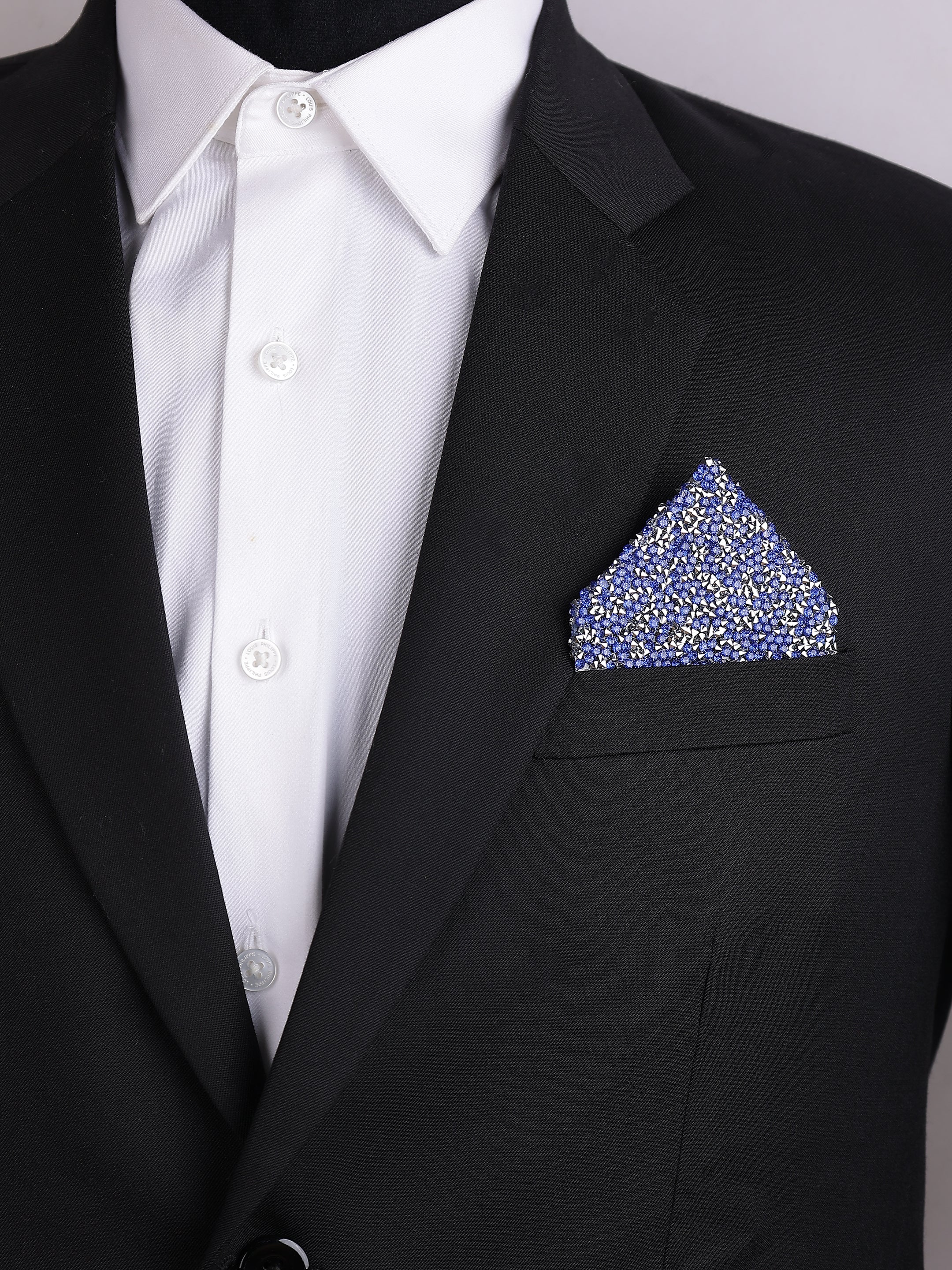 Black & Blue Crystal Envelope Pocket Square