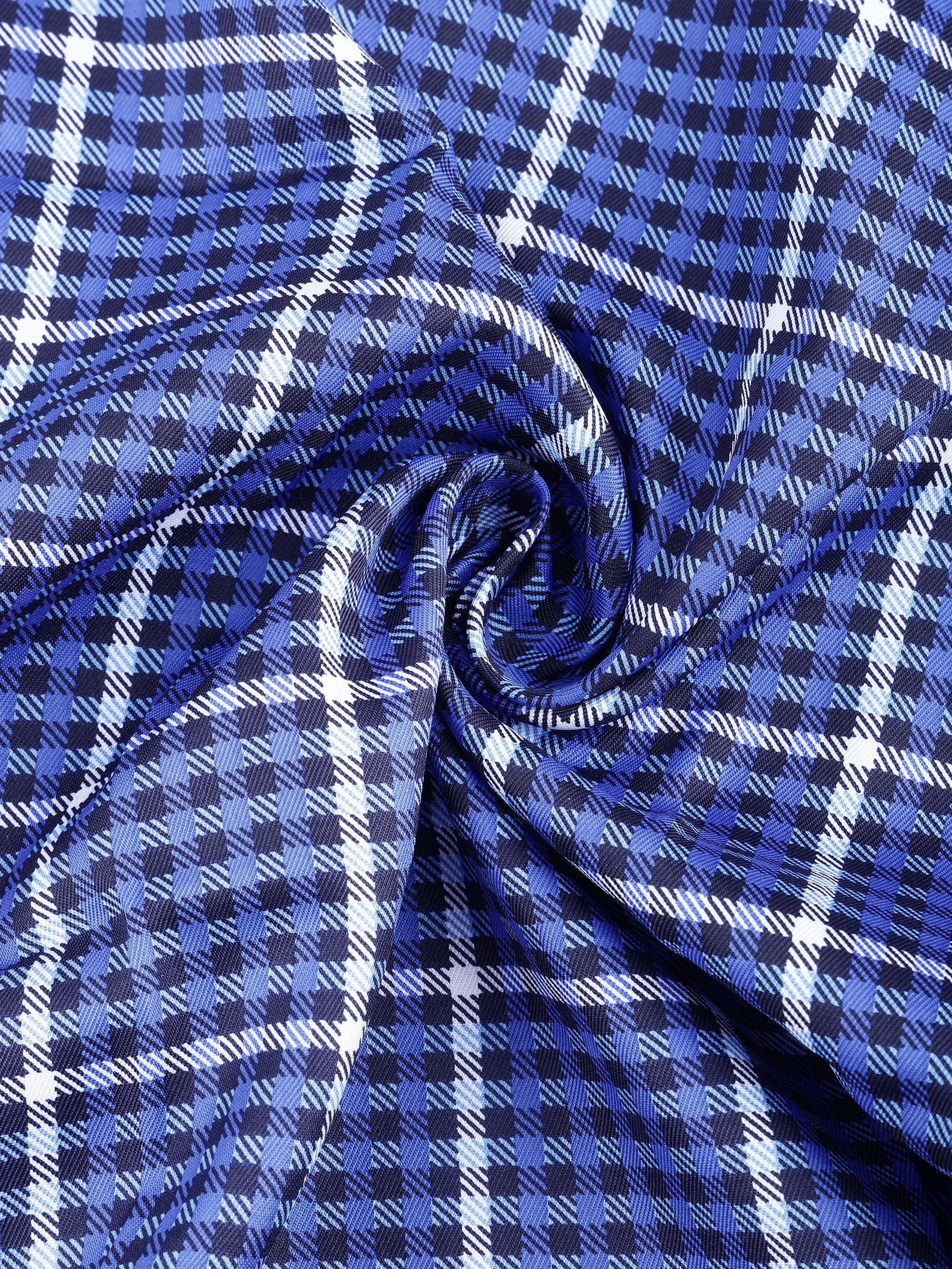 Navy Blue & White Gingham Pocket Square