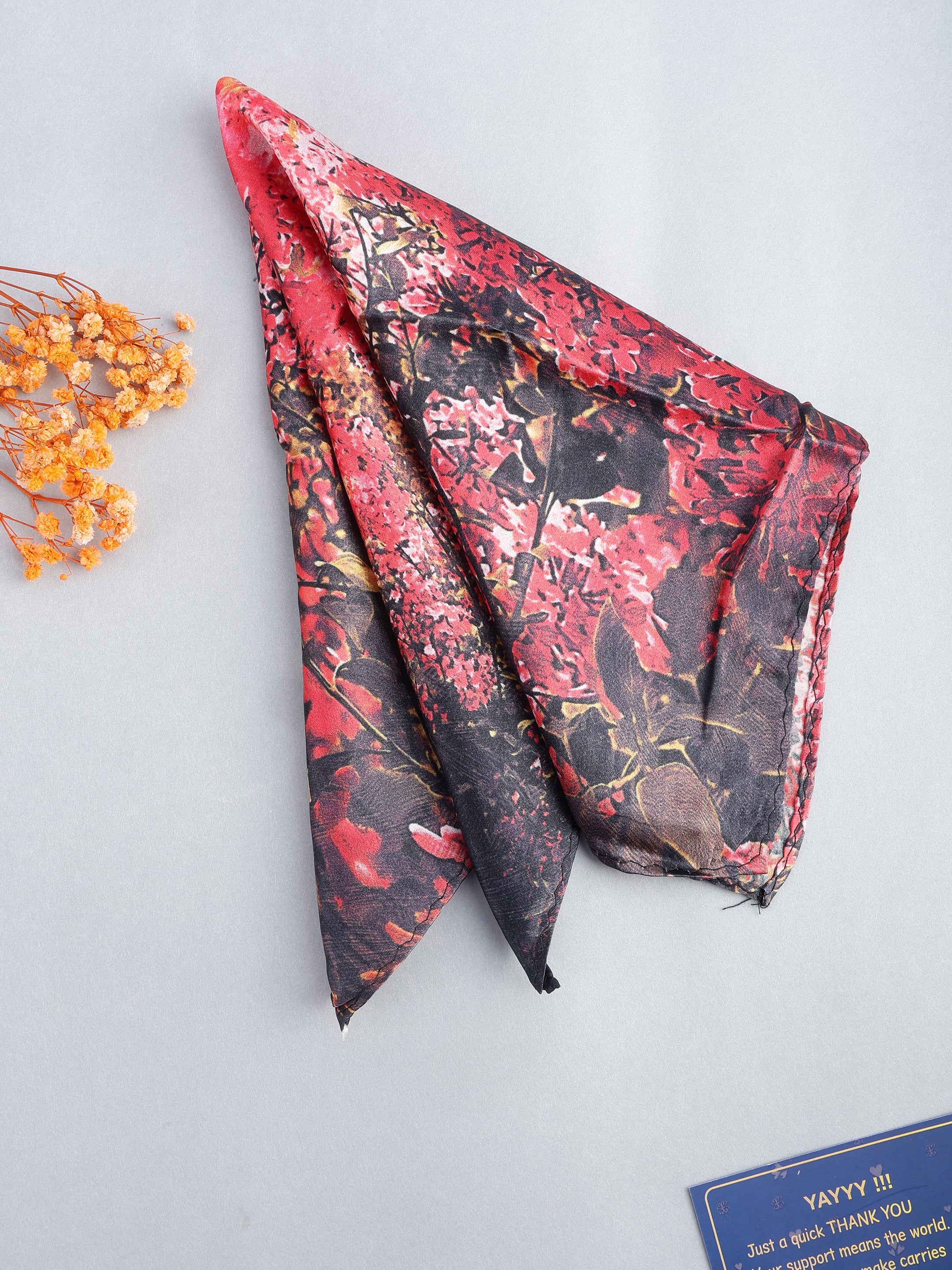 Crimson Floral Bloom Silk Pocket Square