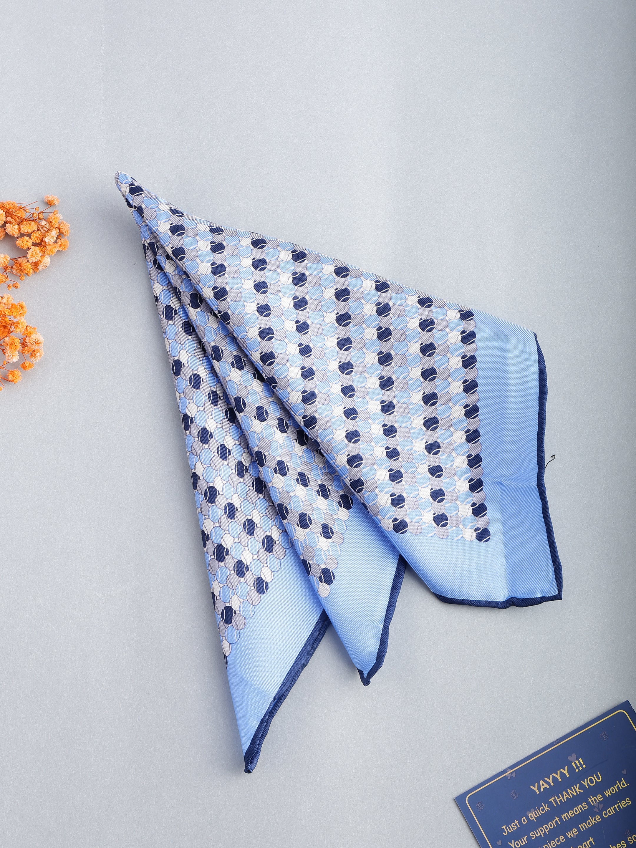Azure Scaled Geometric Silk Pocket Square