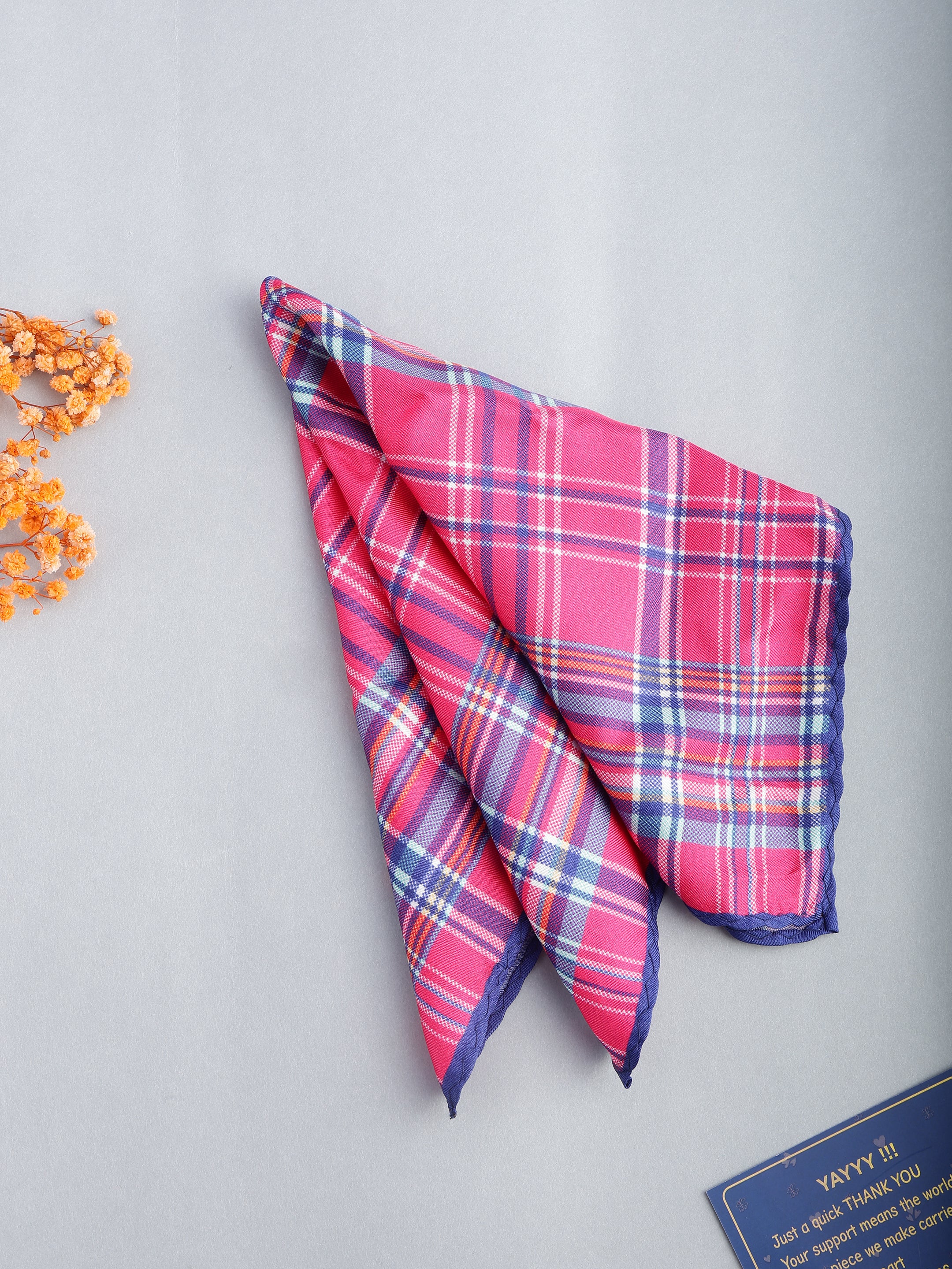 Fuchsia Tartan Plaid Silk Pocket Square