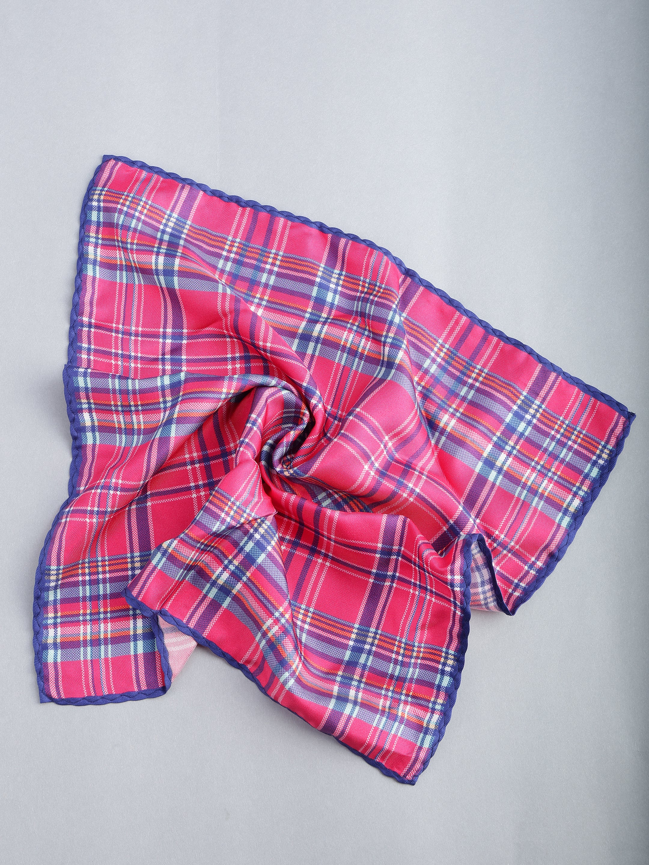 Fuchsia Tartan Plaid Silk Pocket Square