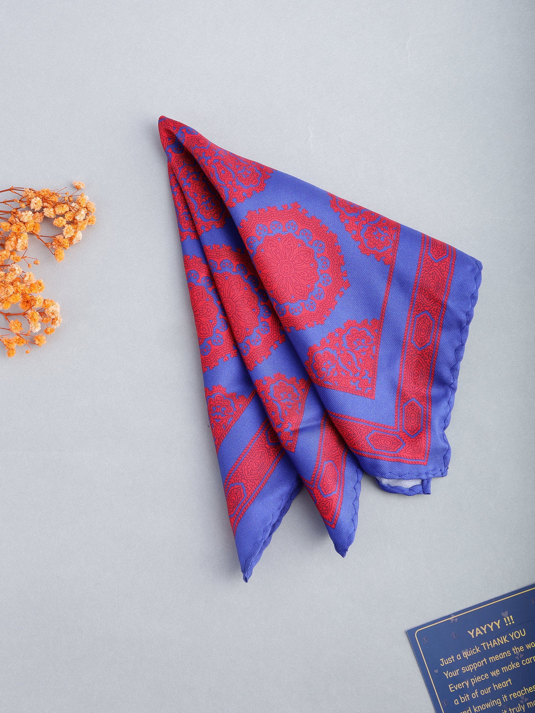 Regal Crimson Mandala Silk Pocket Square
