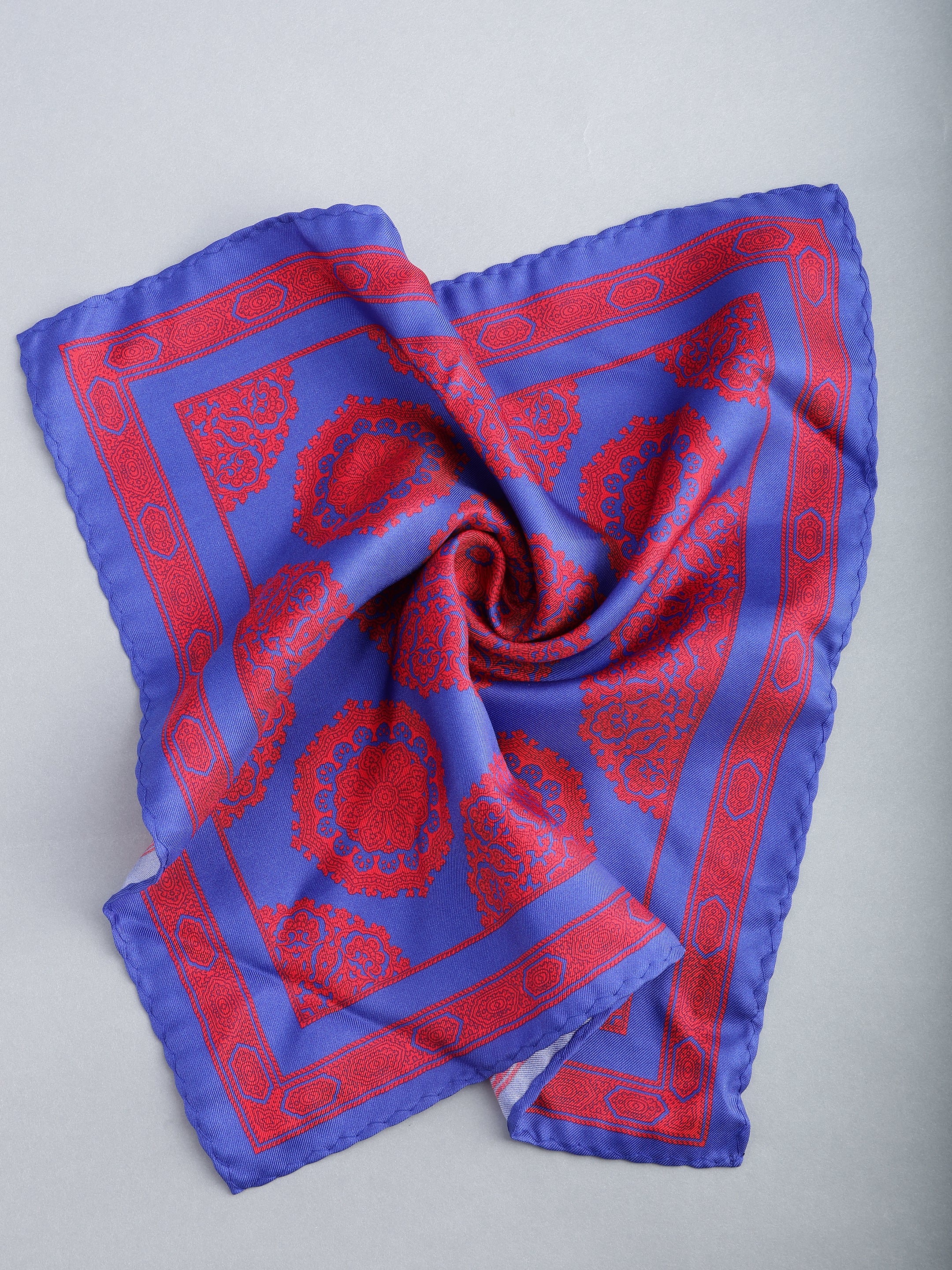Regal Crimson Mandala Silk Pocket Square