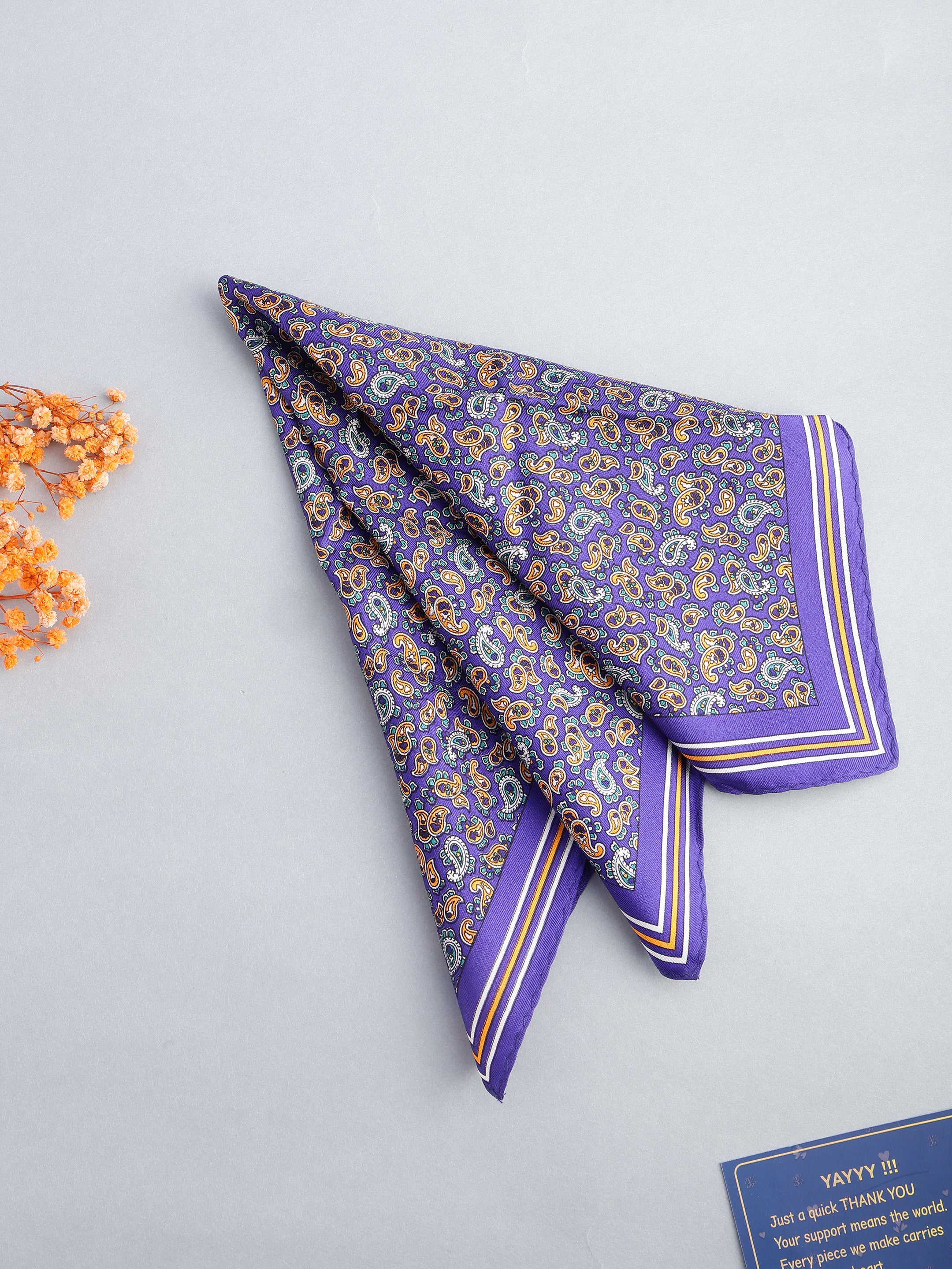 Purple Micro-Paisley Silk Pocket Square