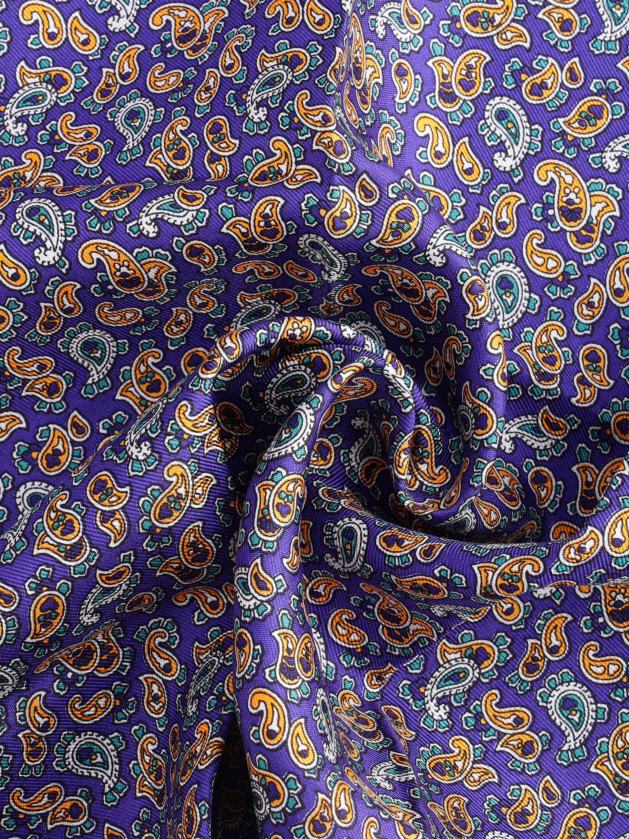 Purple Micro-Paisley Silk Pocket Square