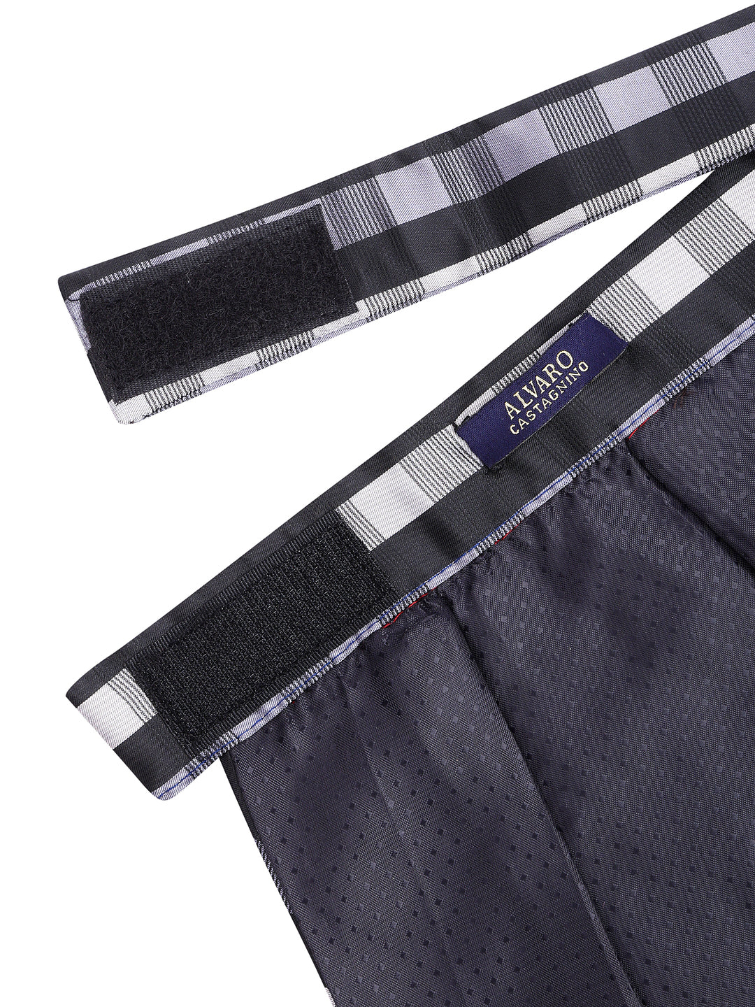 Alvaro Castagnino Men Black & Grey Checked Cravat