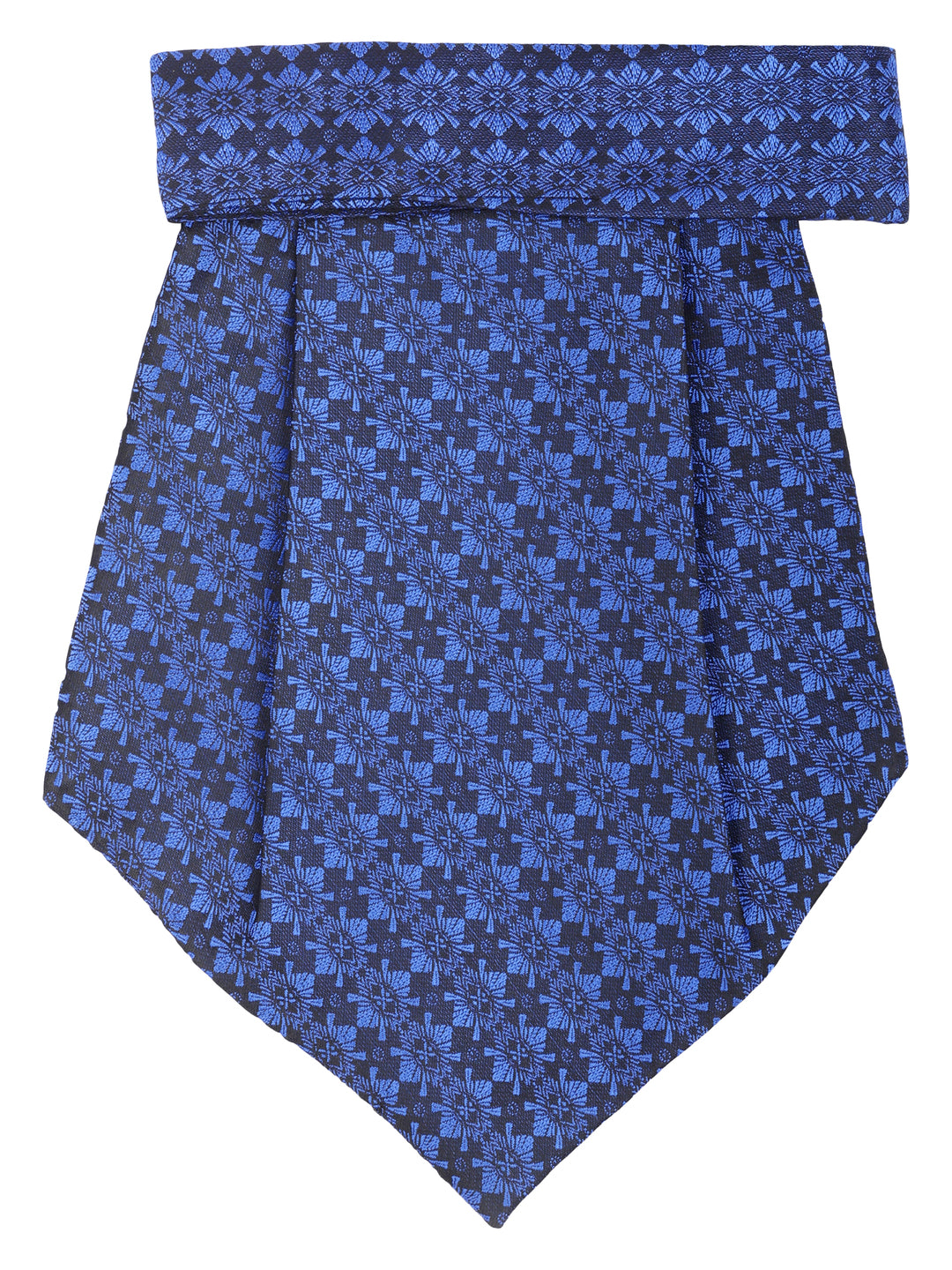 Blue Floral Pattern Cravat & Pocket Square Set