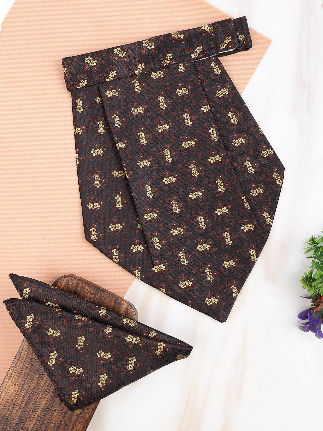 Alvaro Castagnino Men Brown Printed Cravat Hanky