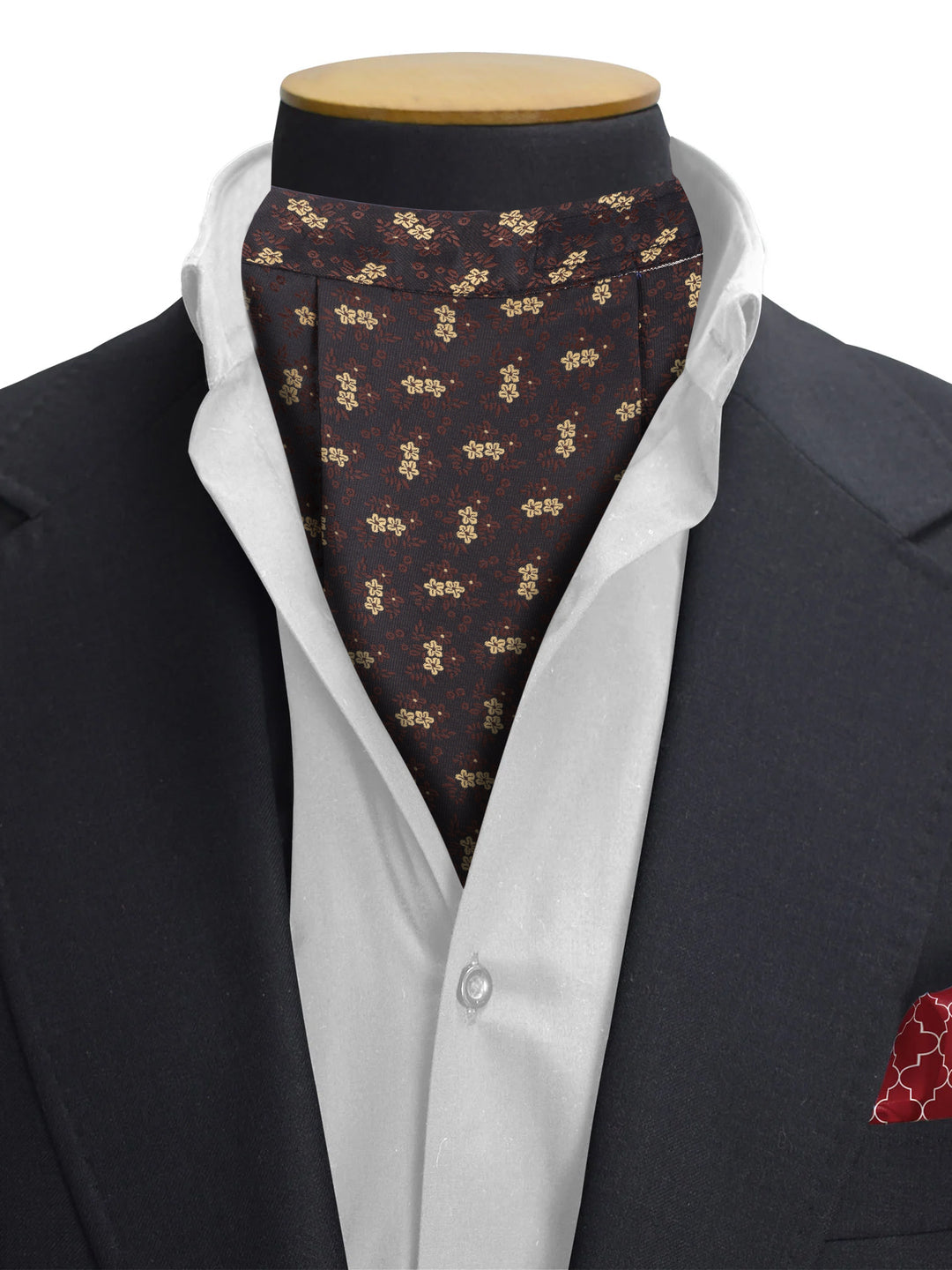 Brown Floral Pattern Cravat & Pocket Square