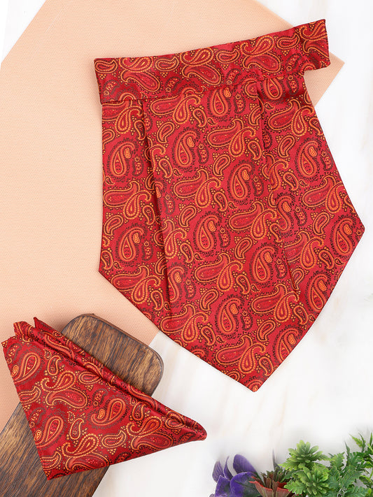 Alvaro Castagnino Men Orange Printed Cravat Hanky