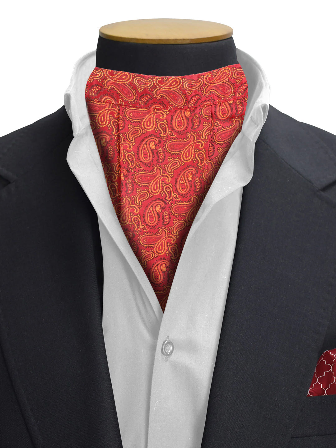 Red & Yellow Paisley Cravat & Pocket Square Set