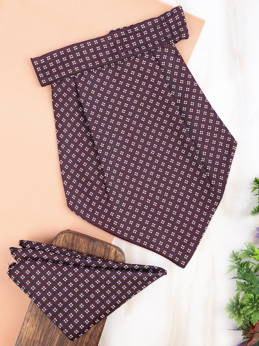 Alvaro Castagnino Men Maroon Printed Cravat Hanky