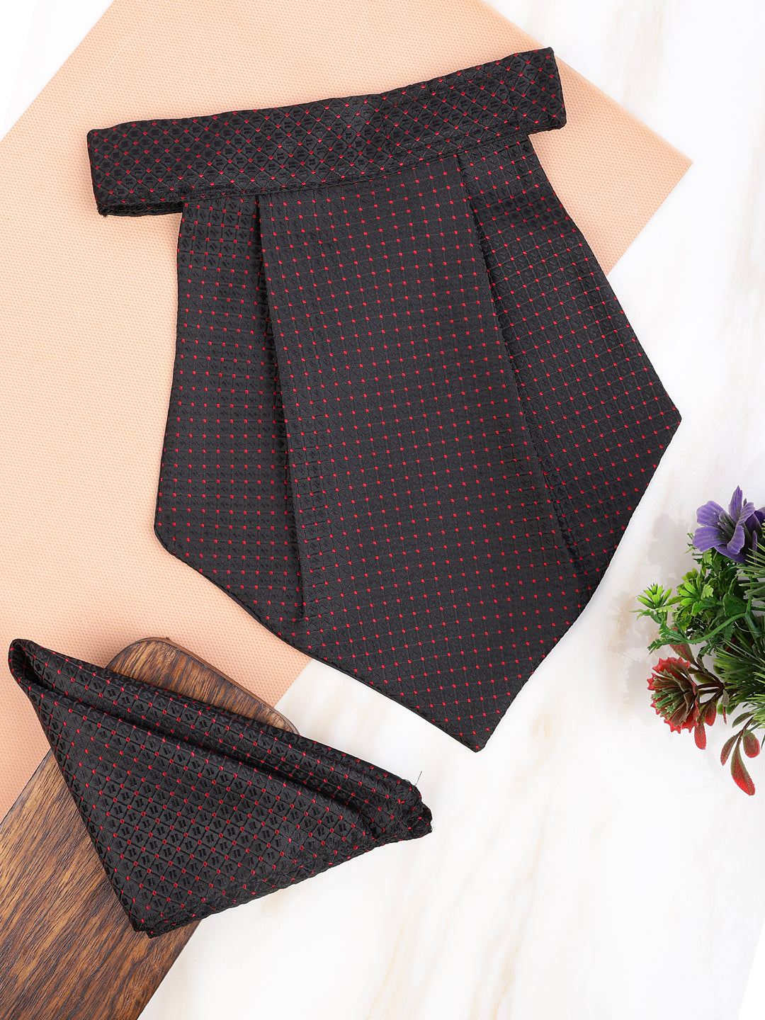 Alvaro Castagnino Men Black & Maroon Printed Cravat Hanky