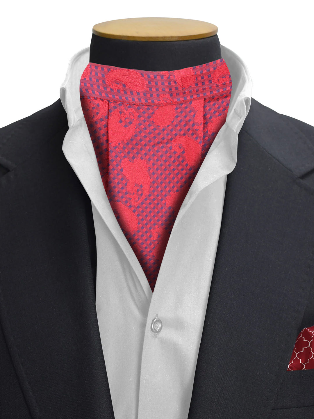 Red Paisley Patterned Cravat & Pocket Square Set