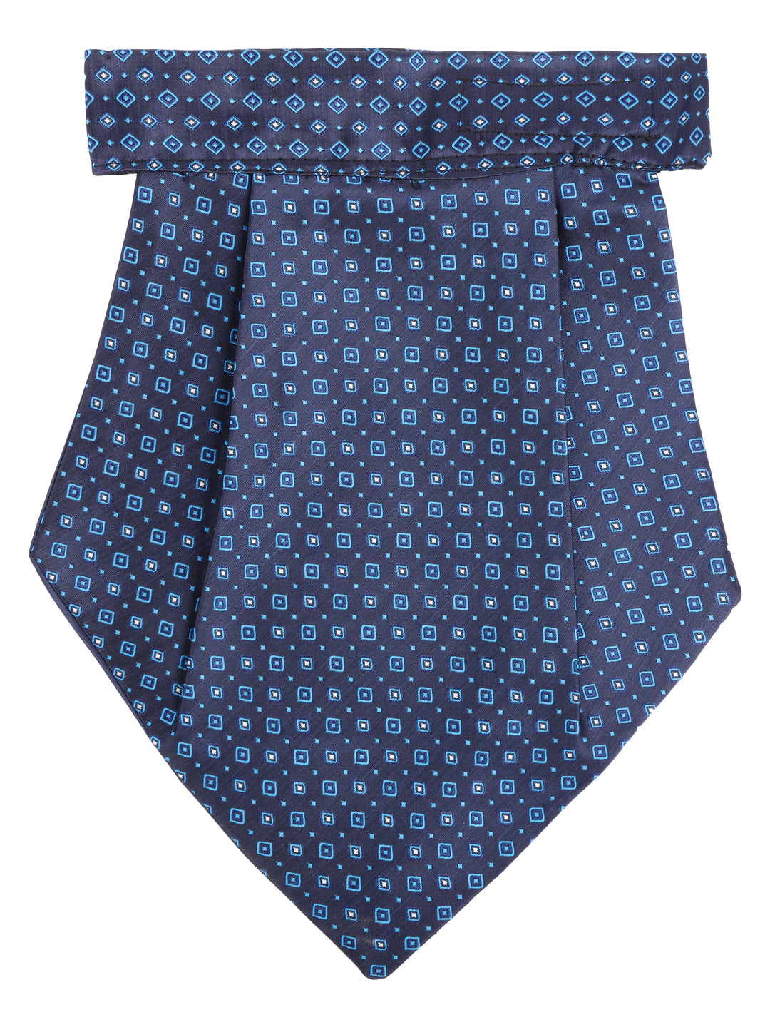 Blue Geometric Patterned Cravat & Pocket Square Set