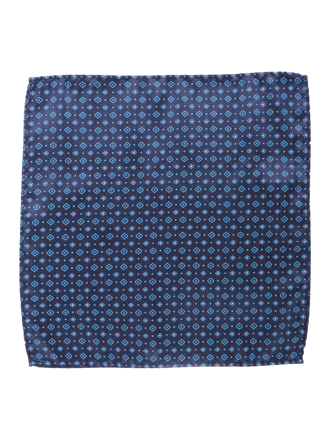 Blue Geometric Patterned Cravat & Pocket Square Set