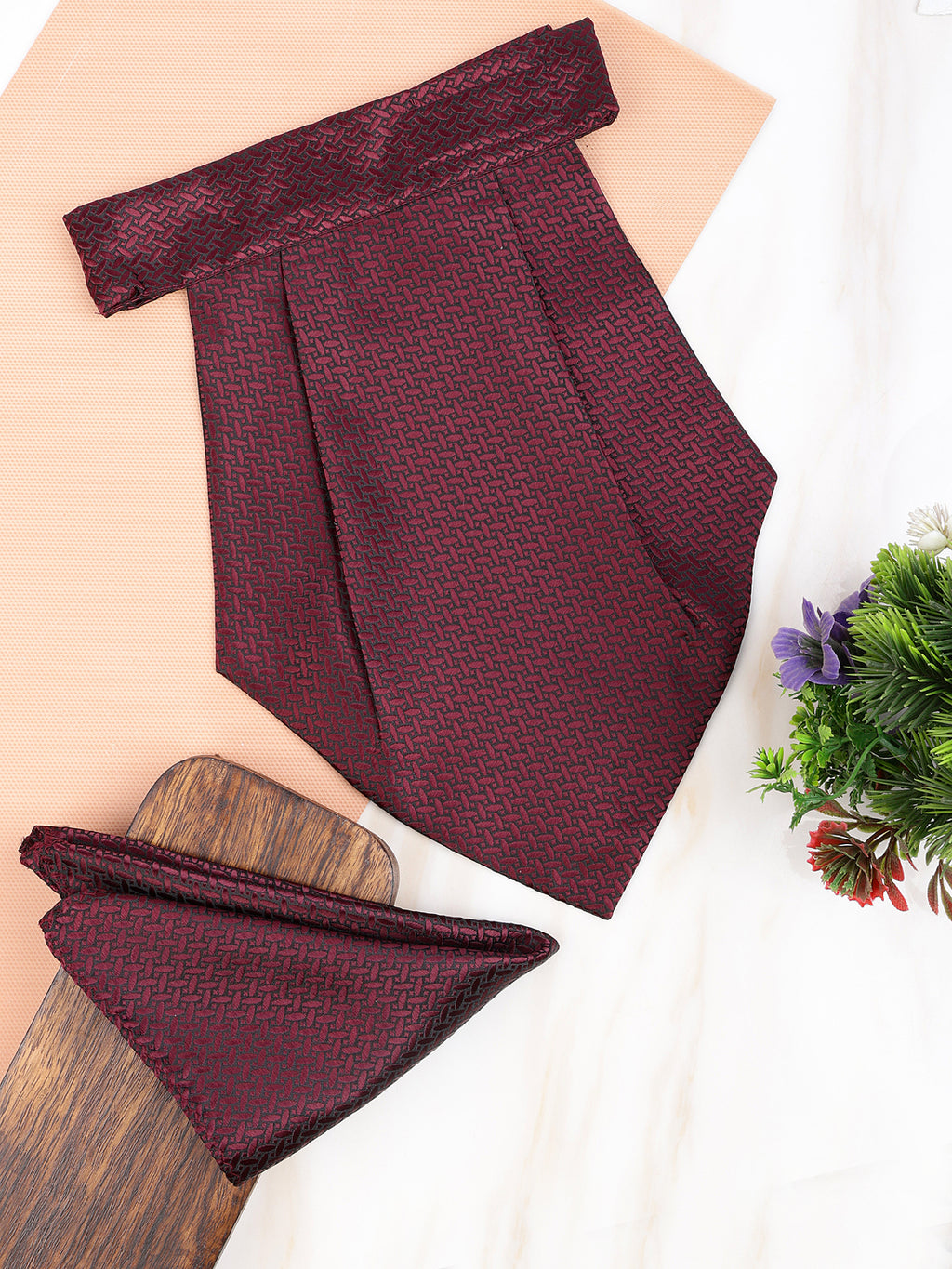 Alvaro Castagnino Men Maroon Printed Cravat Hanky