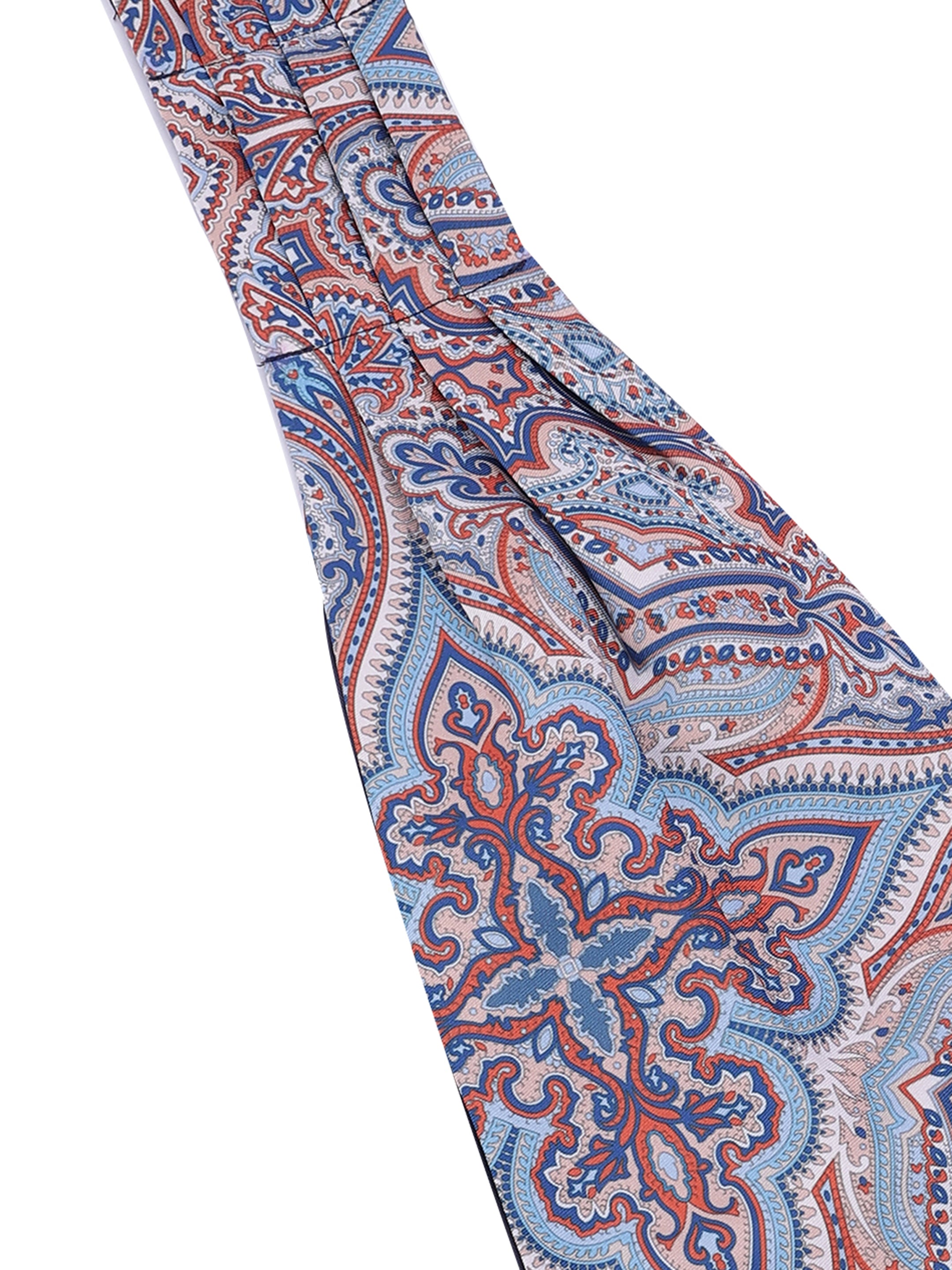 Blue & Orange Paisley Cravat & Pocket Square Set