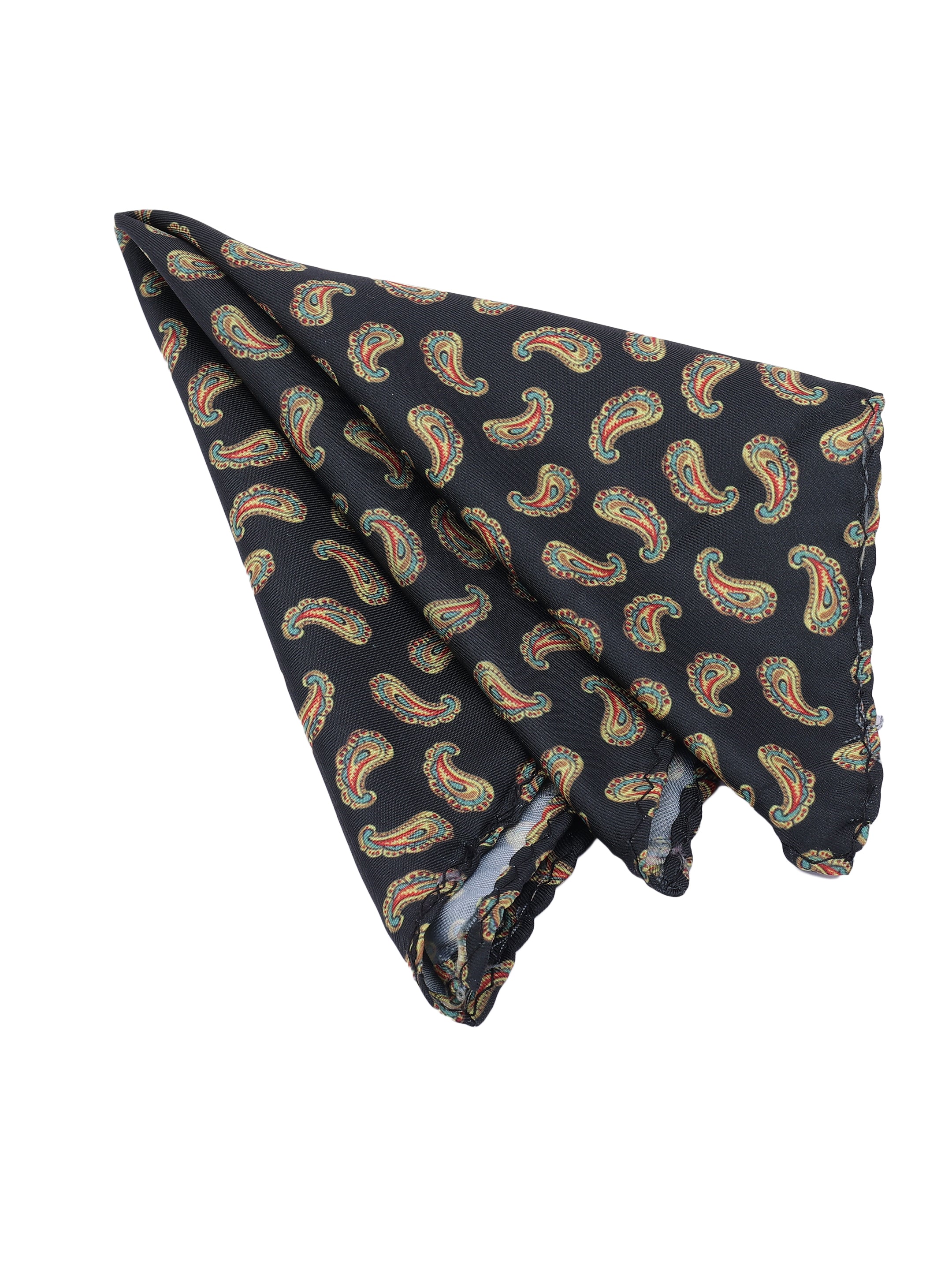 Black & Yellow Paisley Cravat & Pocket Square Set