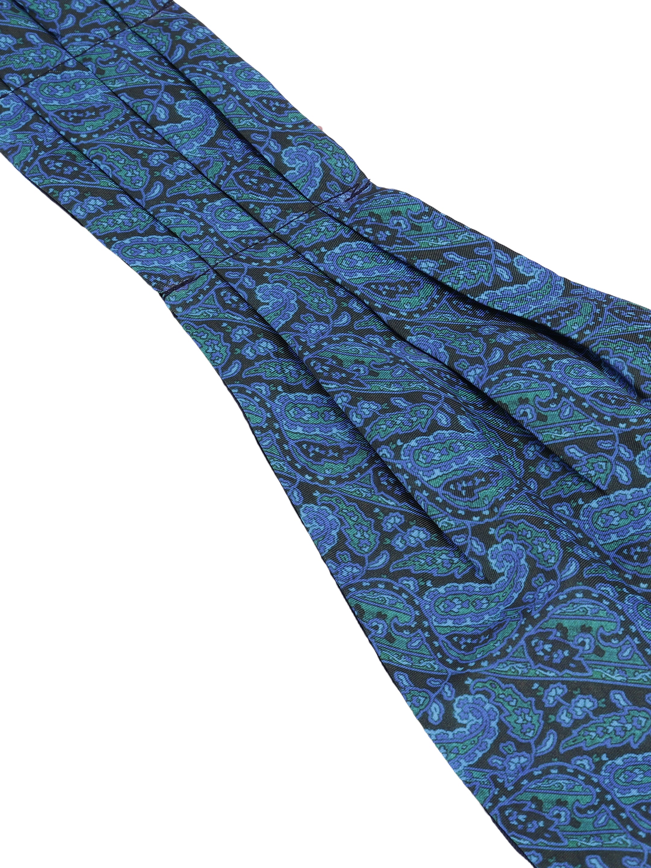 Blue & Black Patterned Cravat &  Pocket Square Set