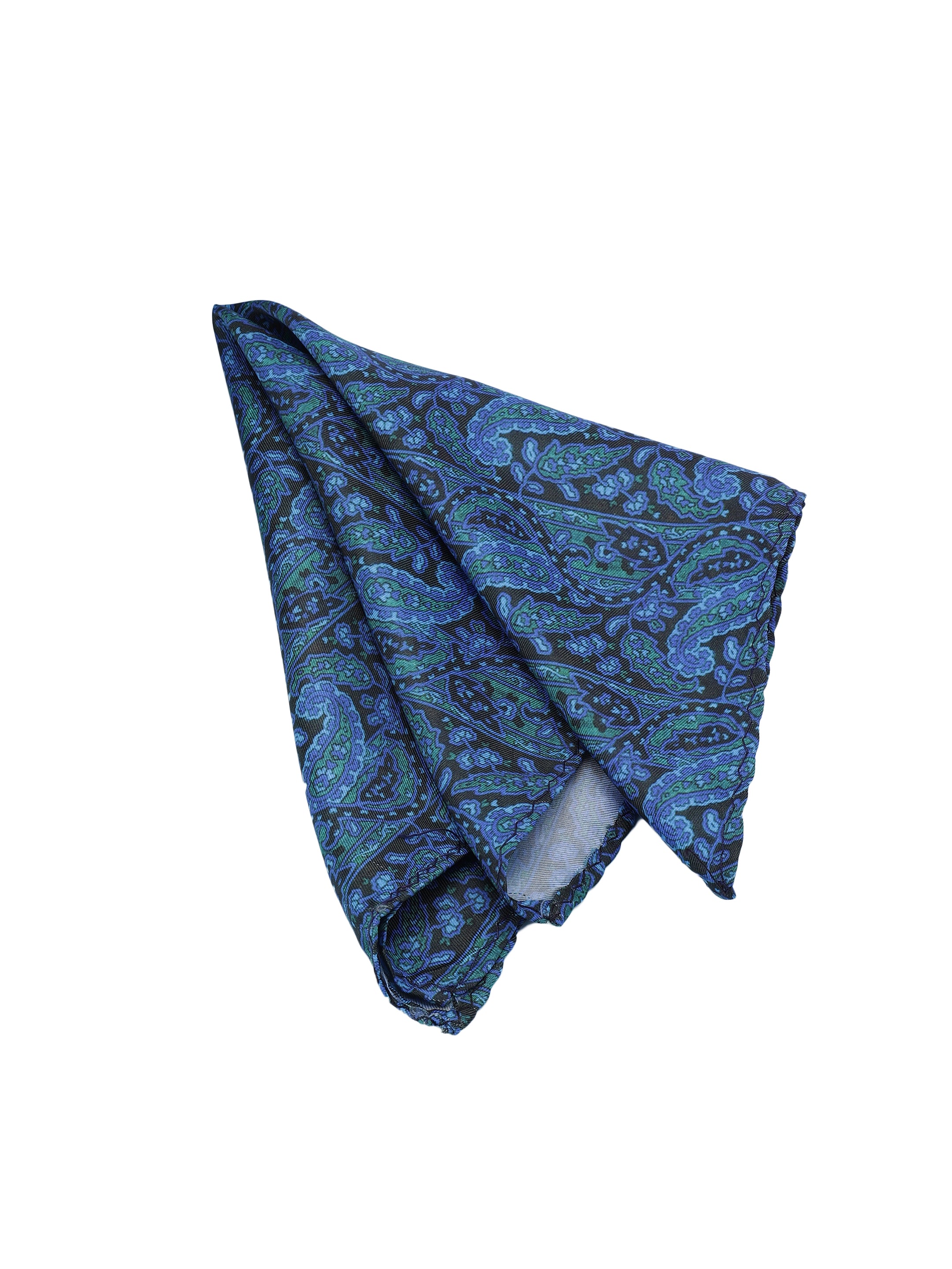 Blue & Black Patterned Cravat &  Pocket Square Set