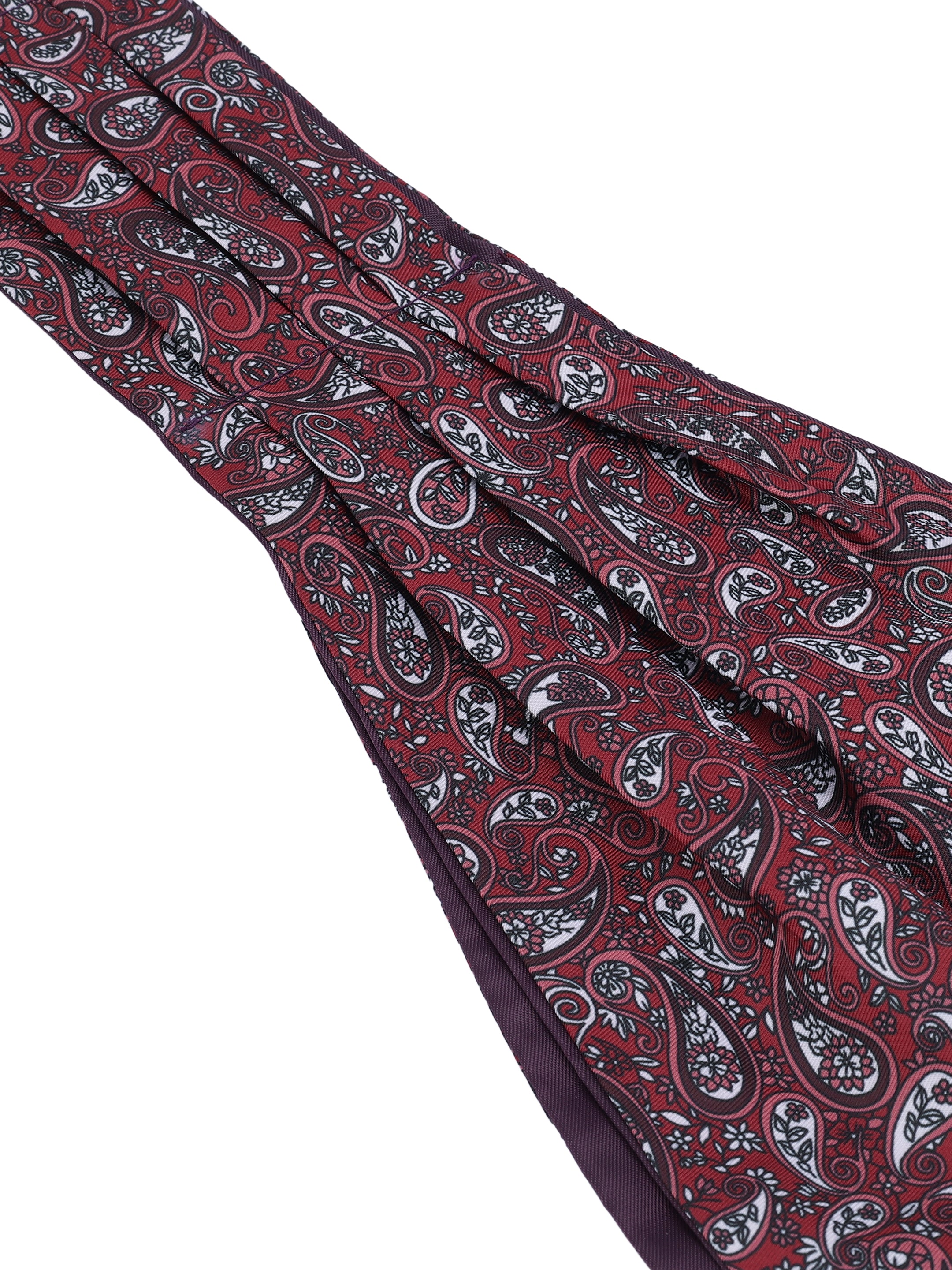 Maroon & Grey Paisley Cravat & Pocket Square Set