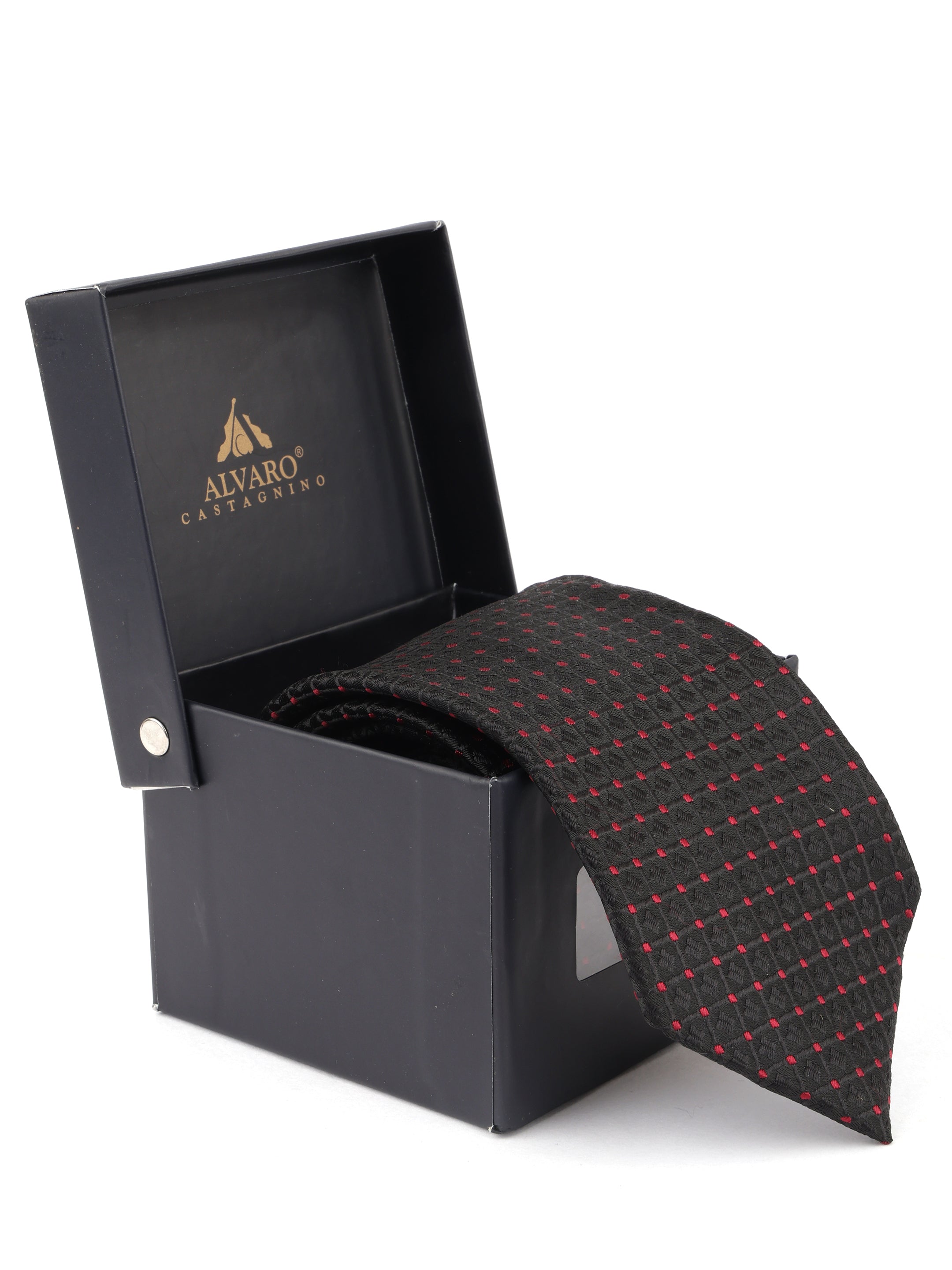 Classic Black  with Red Micro Dot Pattern Necktie